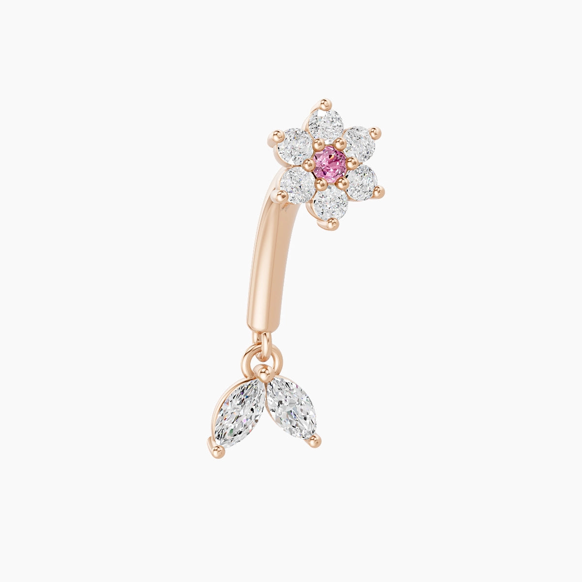 Vela | 18k Rose Gold 8 mm Flower Pink Sapphire & Diamond Rook Piercing