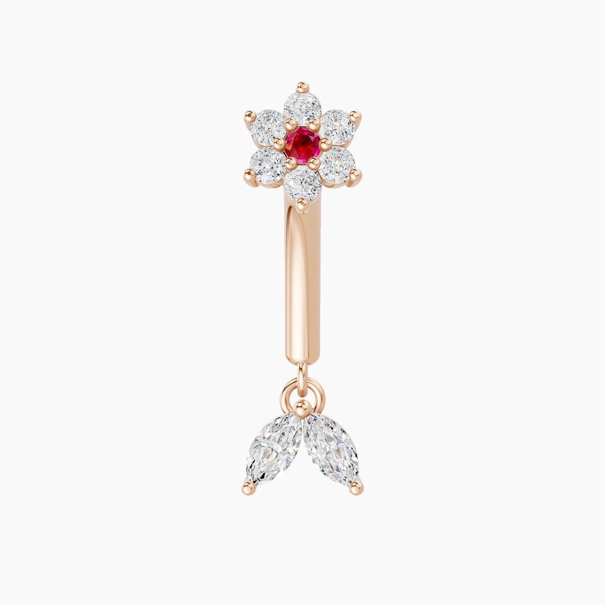 Vela | 18k Rose Gold 8 mm Flower Ruby & Diamond Rook Piercing