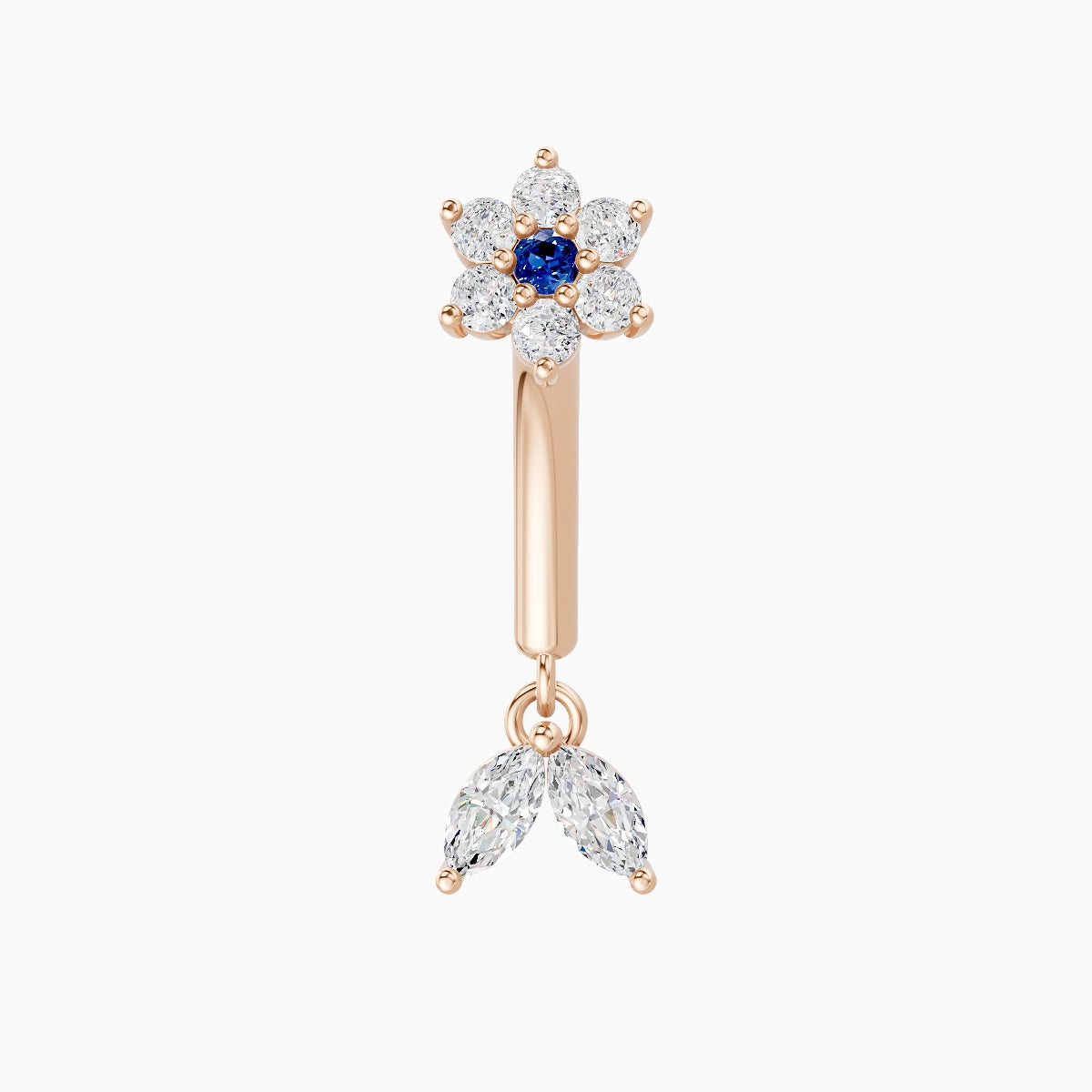 Vela | 18k Rose Gold 8 mm Flower Sapphire & Diamond Rook Piercing