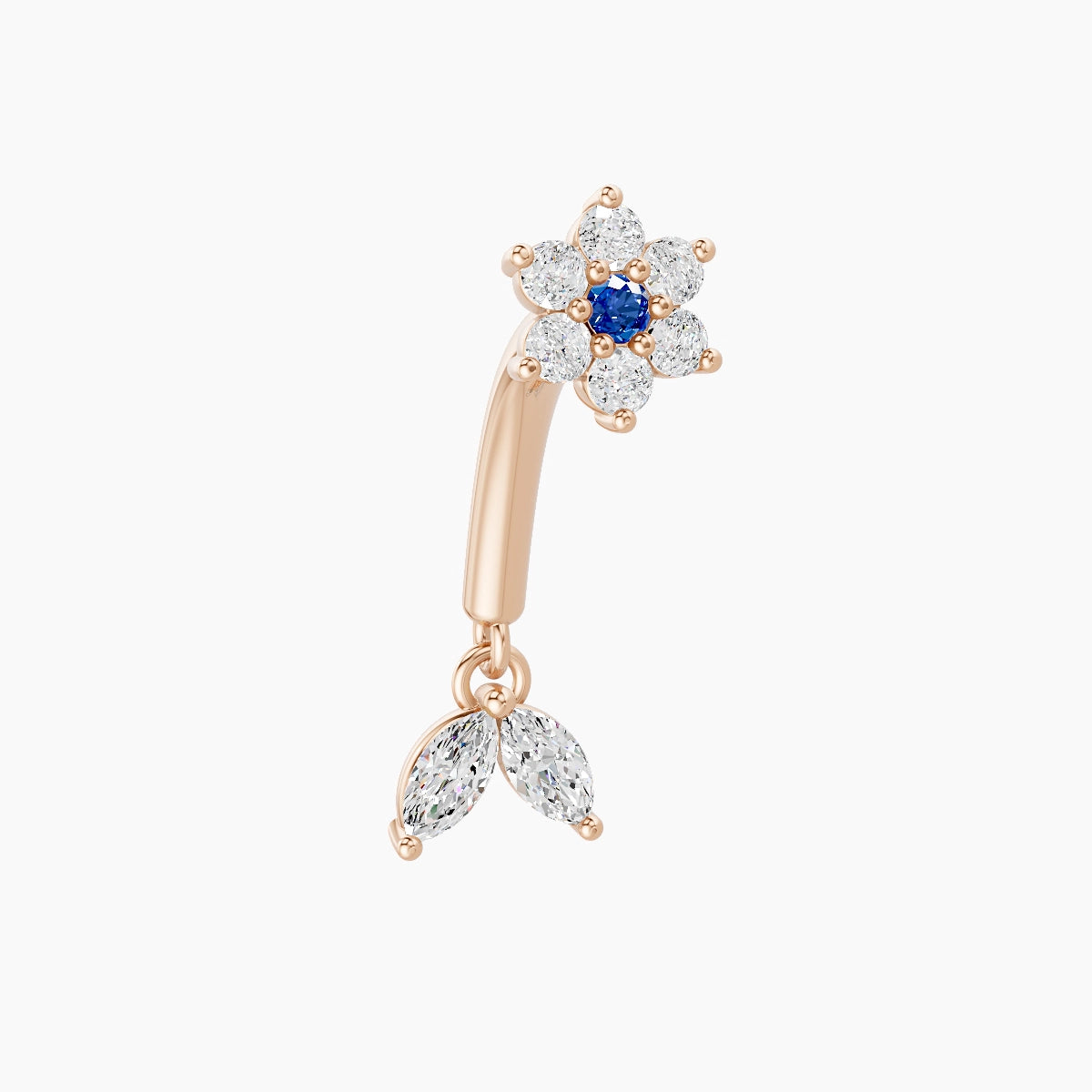 Vela | 18k Rose Gold 8 mm Flower Sapphire & Diamond Rook Piercing