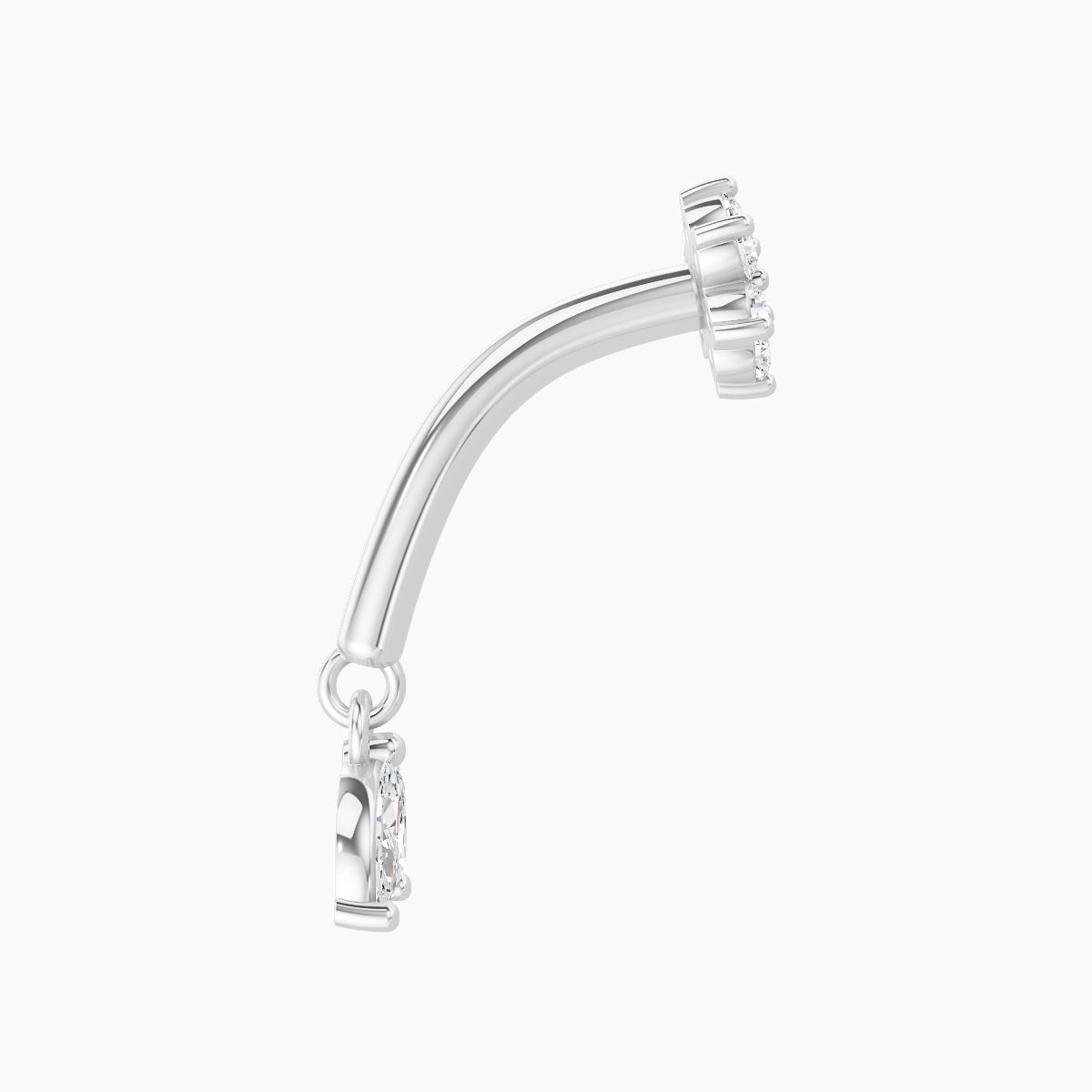 Vela | Piercing Rook Fleur Diamant Or Blanc 18k Hypoallergénique 4 mm 8 mm