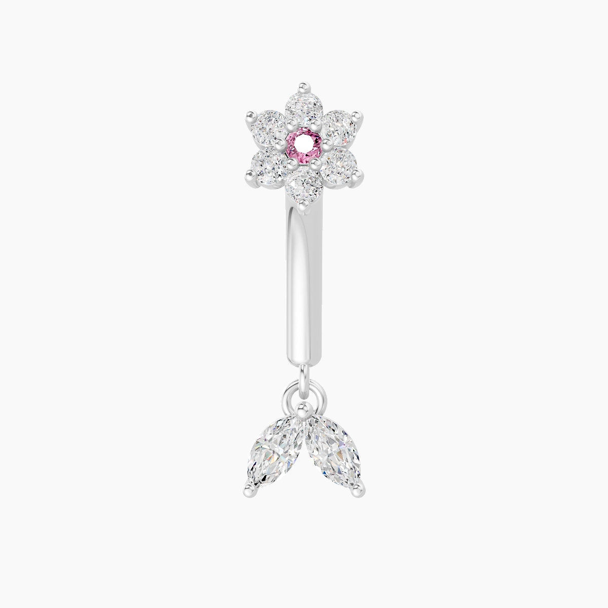 Vela | 18k White Gold 8 mm Flower Pink Sapphire & Diamond Rook Piercing
