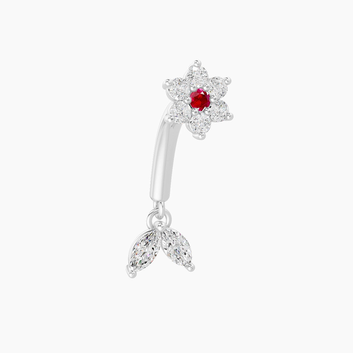 Vela | 18k White Gold 8 mm Flower Ruby & Diamond Rook Piercing