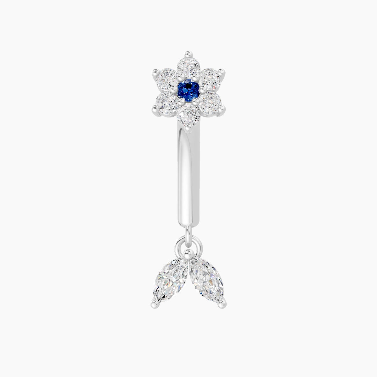 Vela | 18k White Gold 8 mm Flower Sapphire & Diamond Rook Piercing