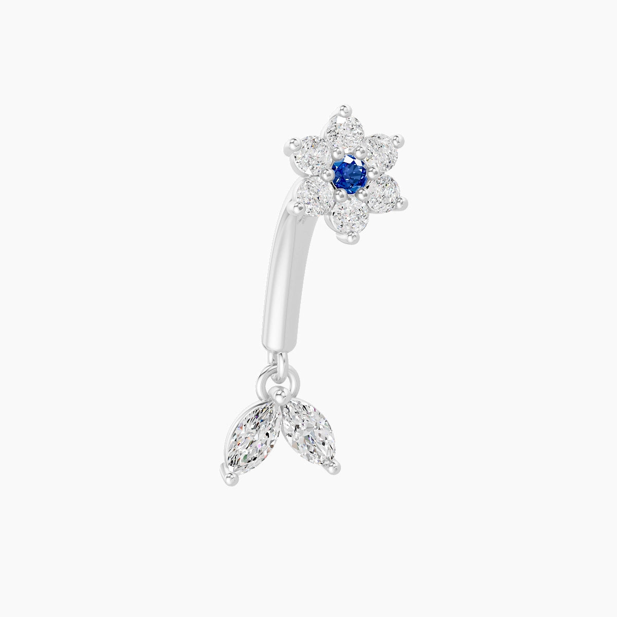 Vela | 18k White Gold 8 mm Flower Sapphire & Diamond Rook Piercing