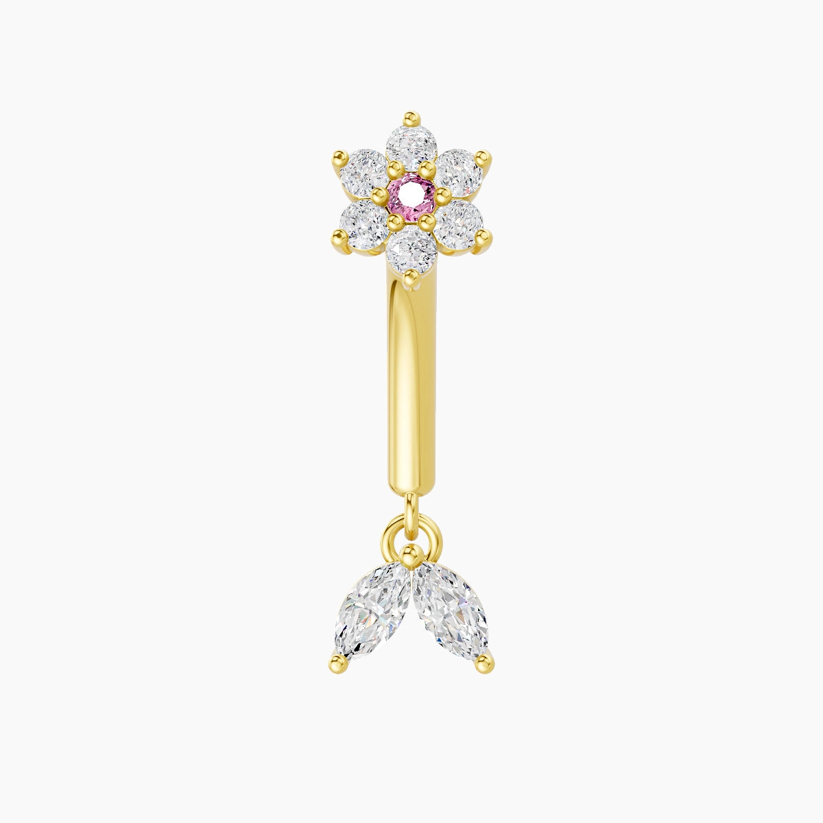 Vela | 18k Yellow Gold 8 mm Flower Pink Sapphire & Diamond Rook Piercing