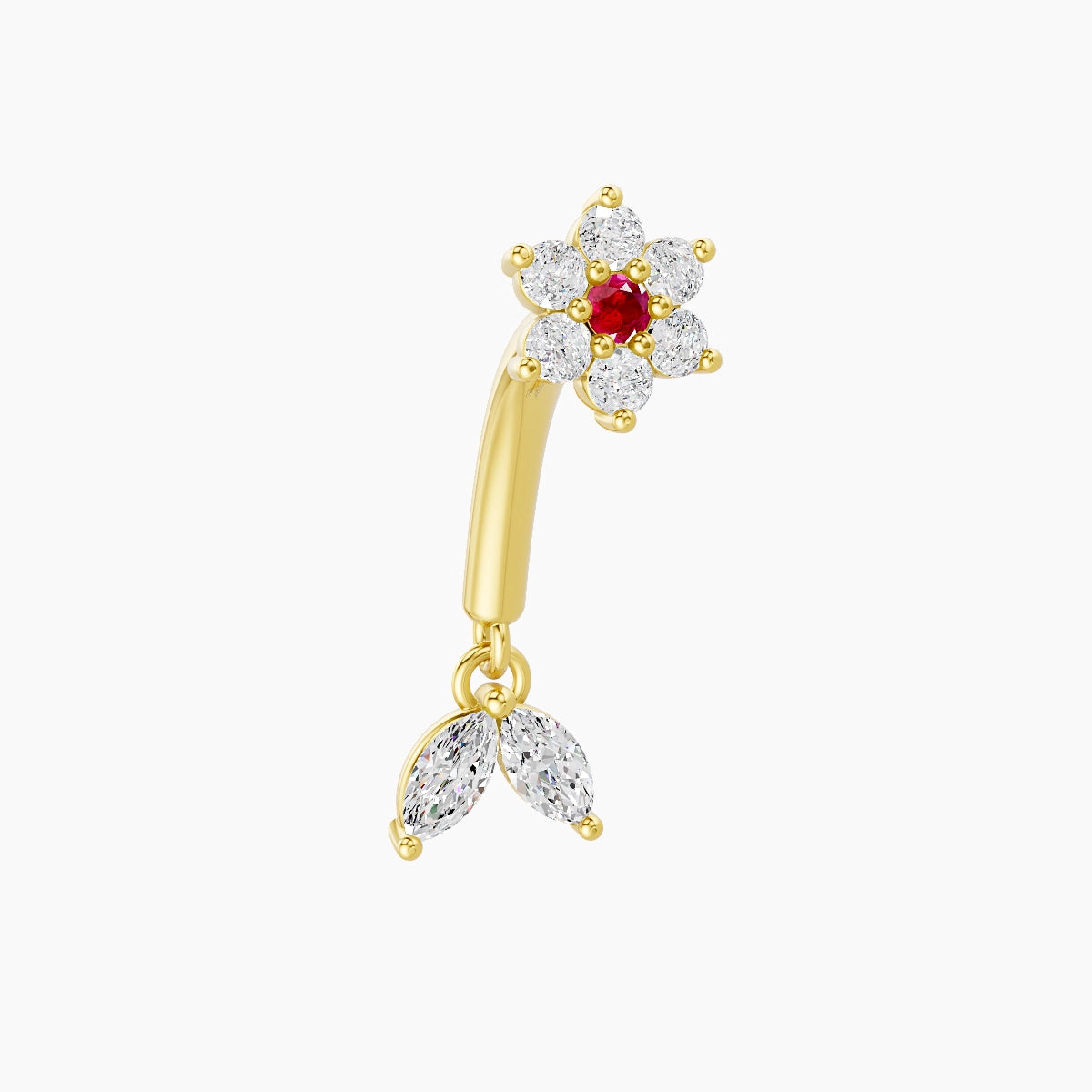 Vela | 18k Yellow Gold 8 mm Flower Ruby & Diamond Rook Piercing
