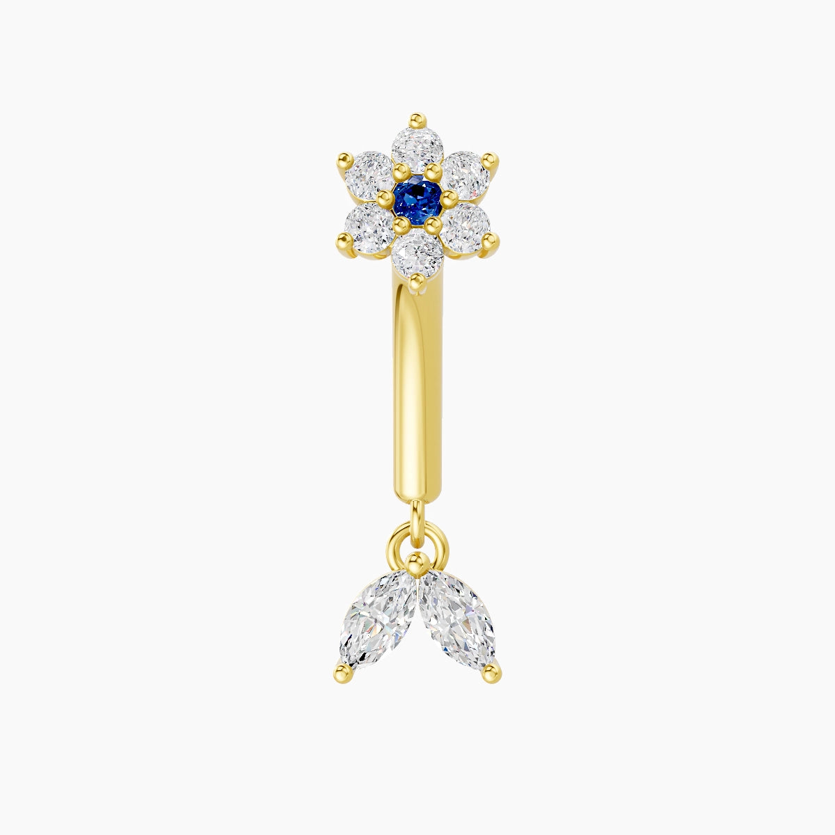Vela | 18k Yellow Gold 8 mm Flower Sapphire & Diamond Rook Piercing