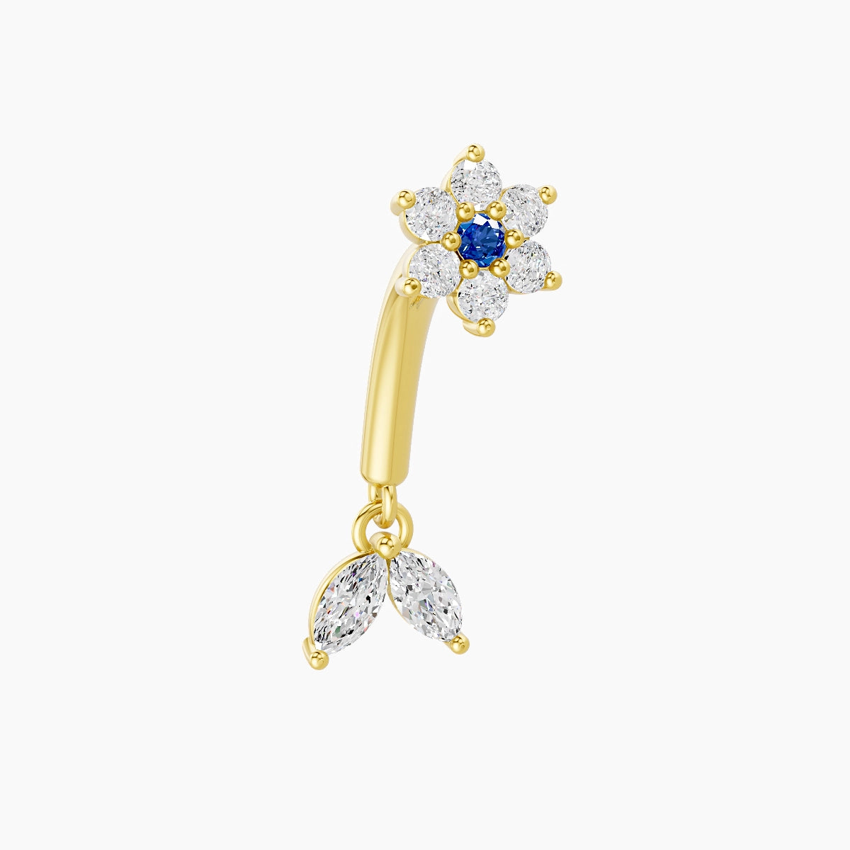 Vela | 18k Yellow Gold 8 mm Flower Sapphire & Diamond Rook Piercing