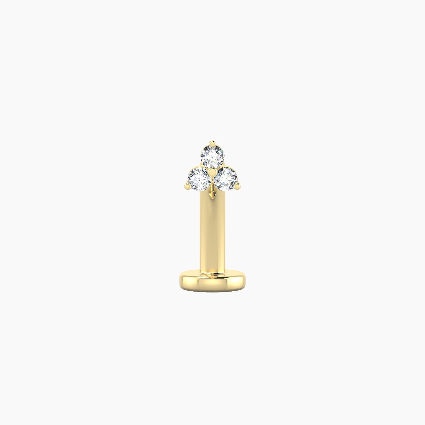 Venus | 18k Yellow Gold 3 mm 10 mm Trilogy Diamond Floating Navel Piercing