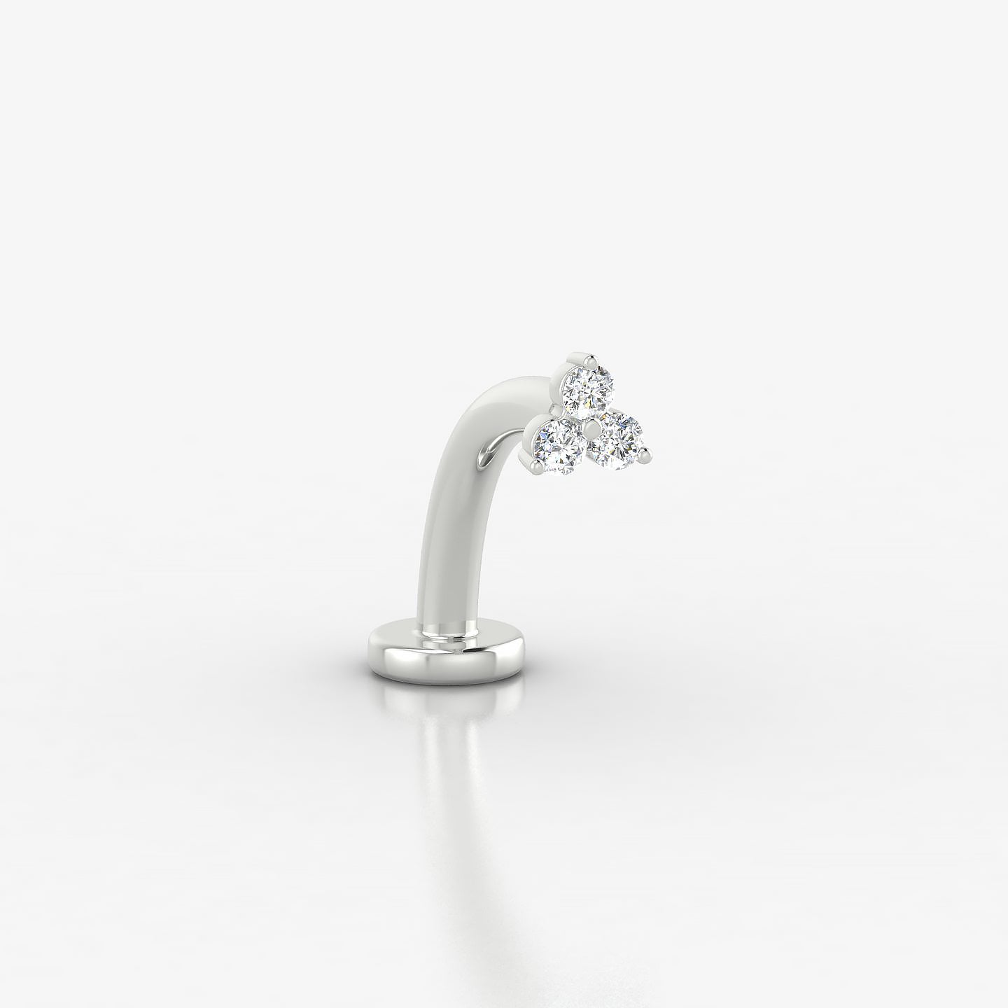 Venus | 18k White Gold 3 mm 10 mm Trilogy Diamond Floating Navel Piercing