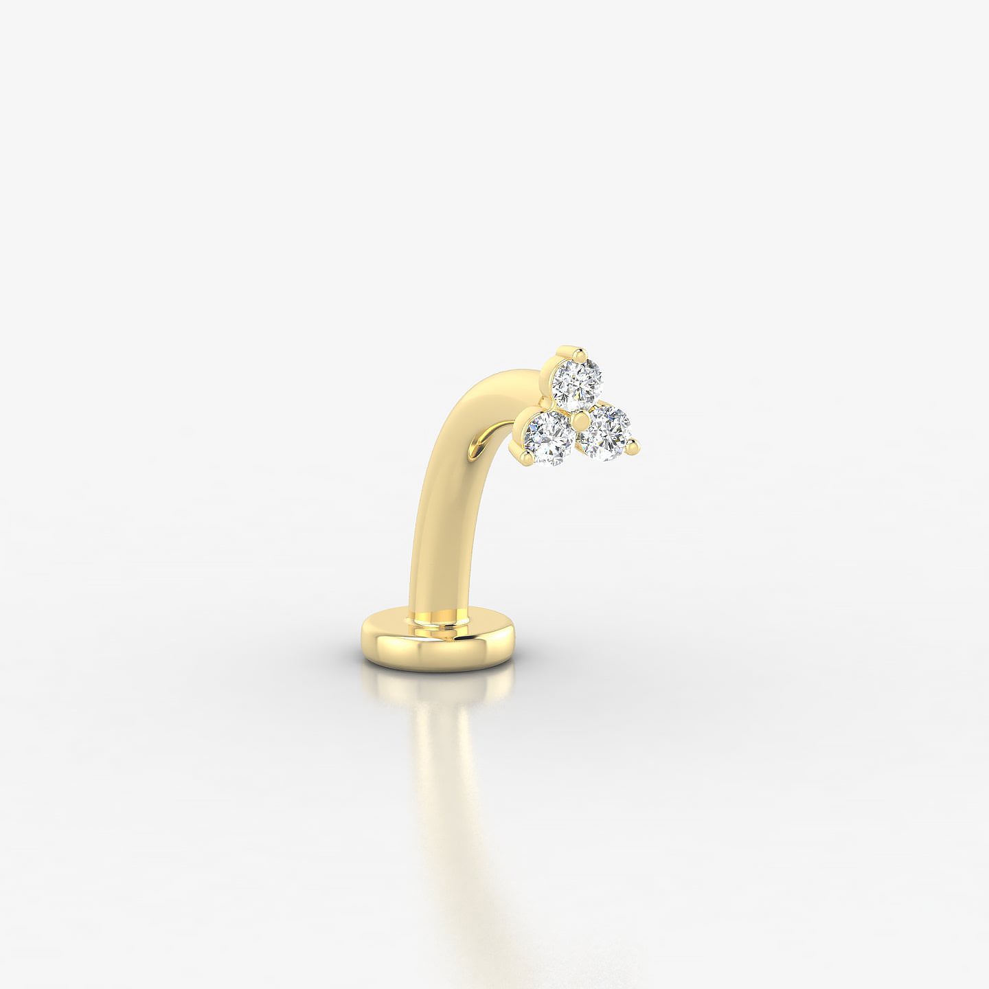 Venus | 18k Yellow Gold 3 mm 10 mm Trilogy Diamond Floating Navel Piercing