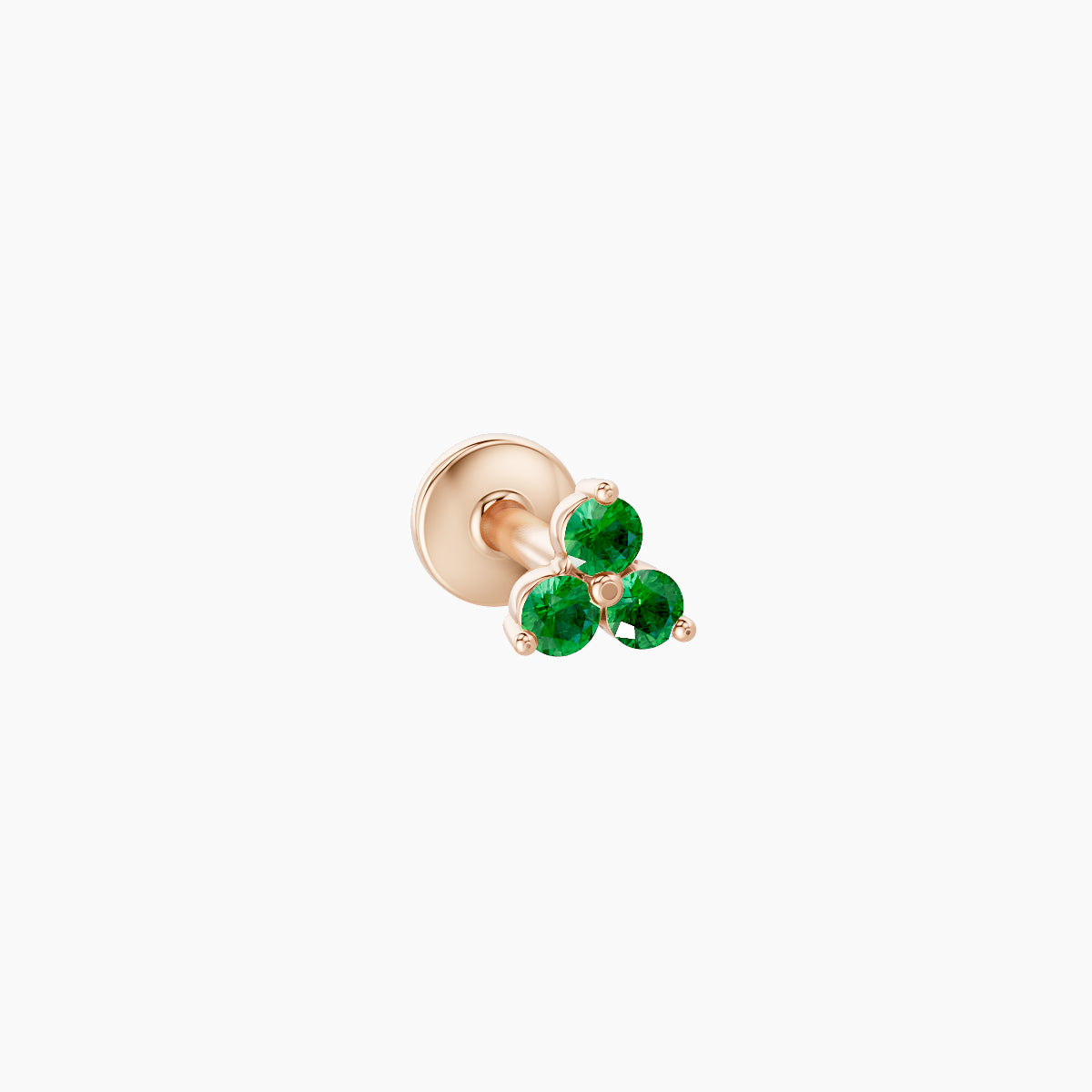 Venus | 18k Rose Gold 5 mm 3 mm Trilogy Emerald Nose Piercing