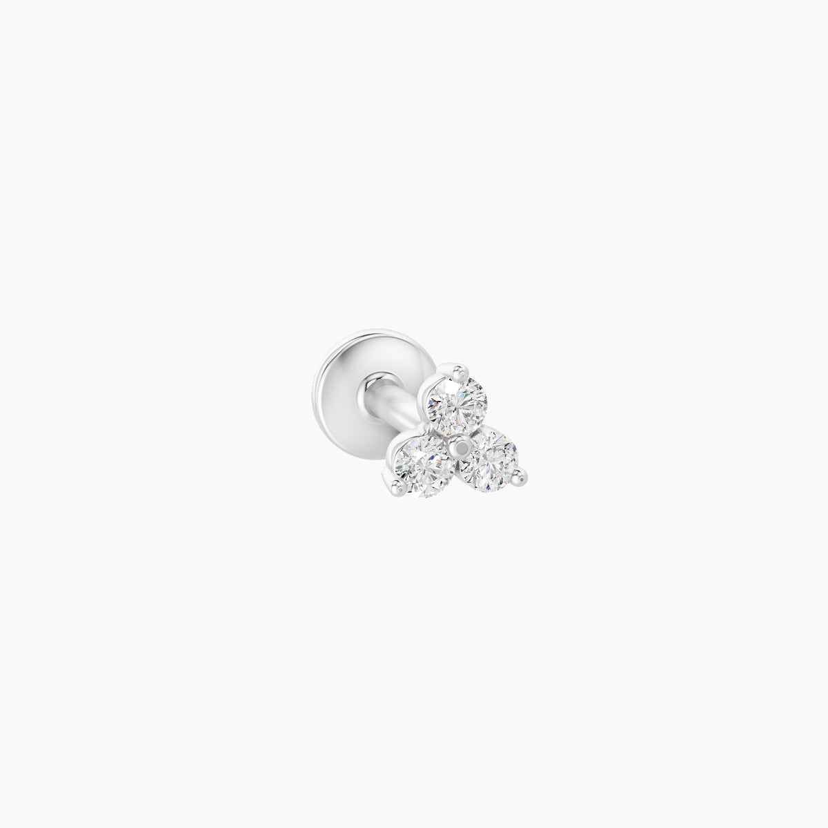Venus | 18k White Gold 3.5 mm 5 mm Trilogy Diamond Nose Piercing