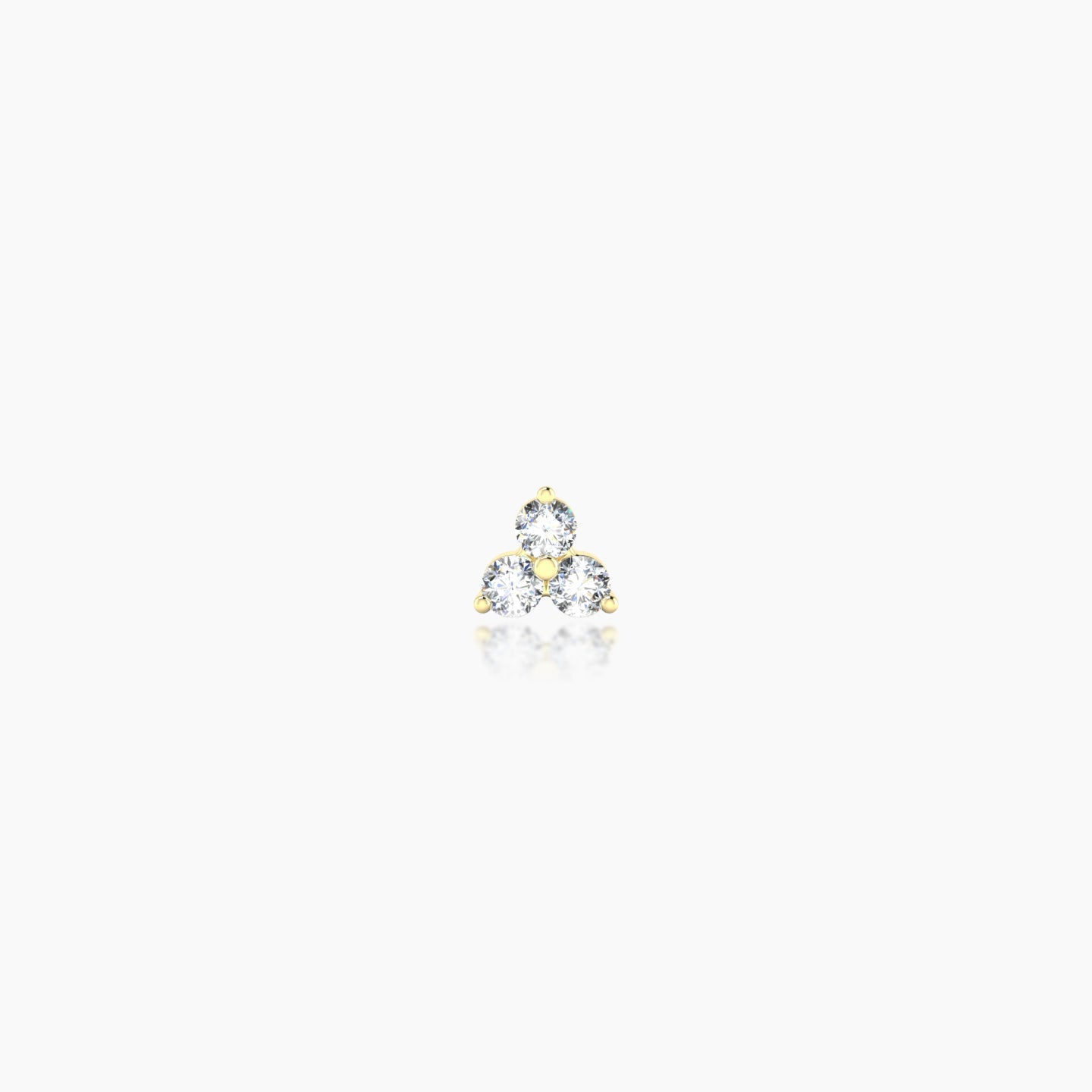 Venus | 18k Yellow Gold 3 mm 5 mm Trilogy Diamond Nostril Piercing