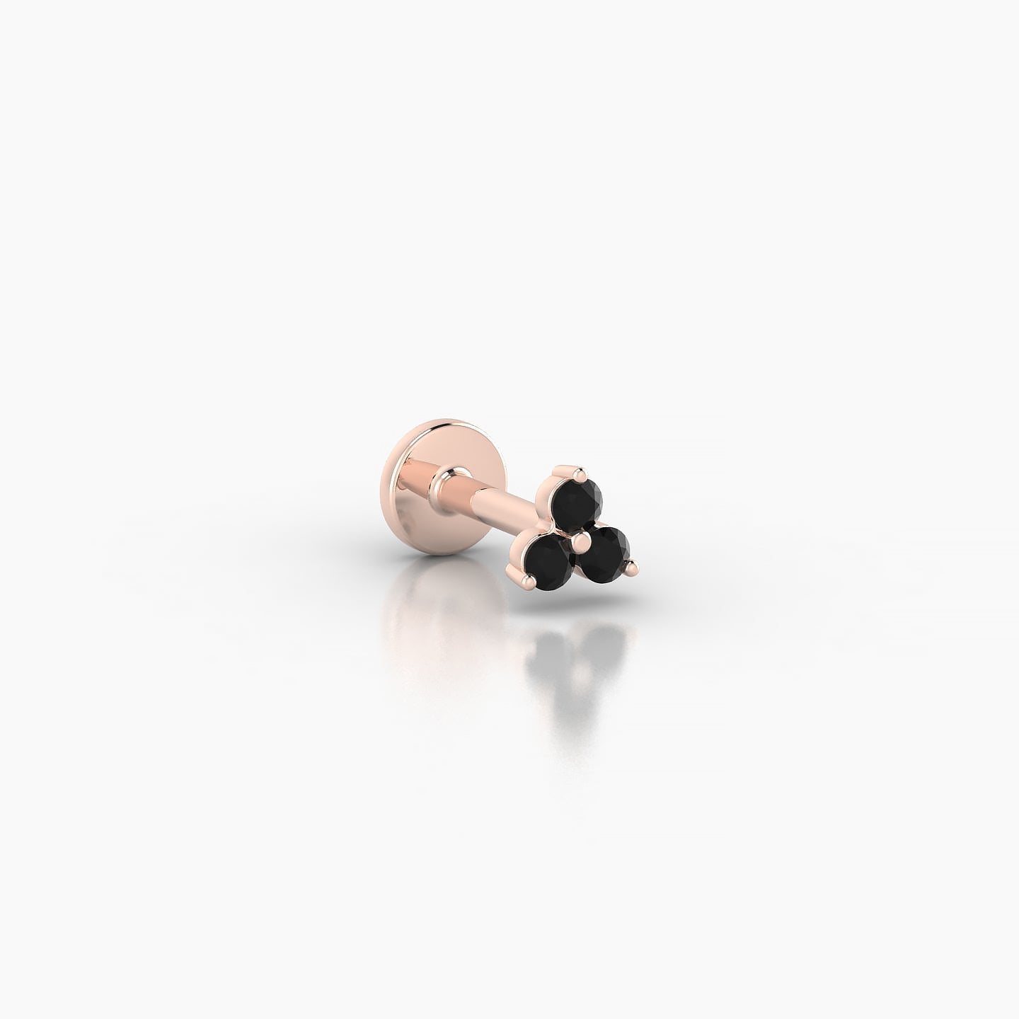 Venus | 18k Rose Gold 5 mm 3 mm Trilogy Black Diamond Nostril Piercing