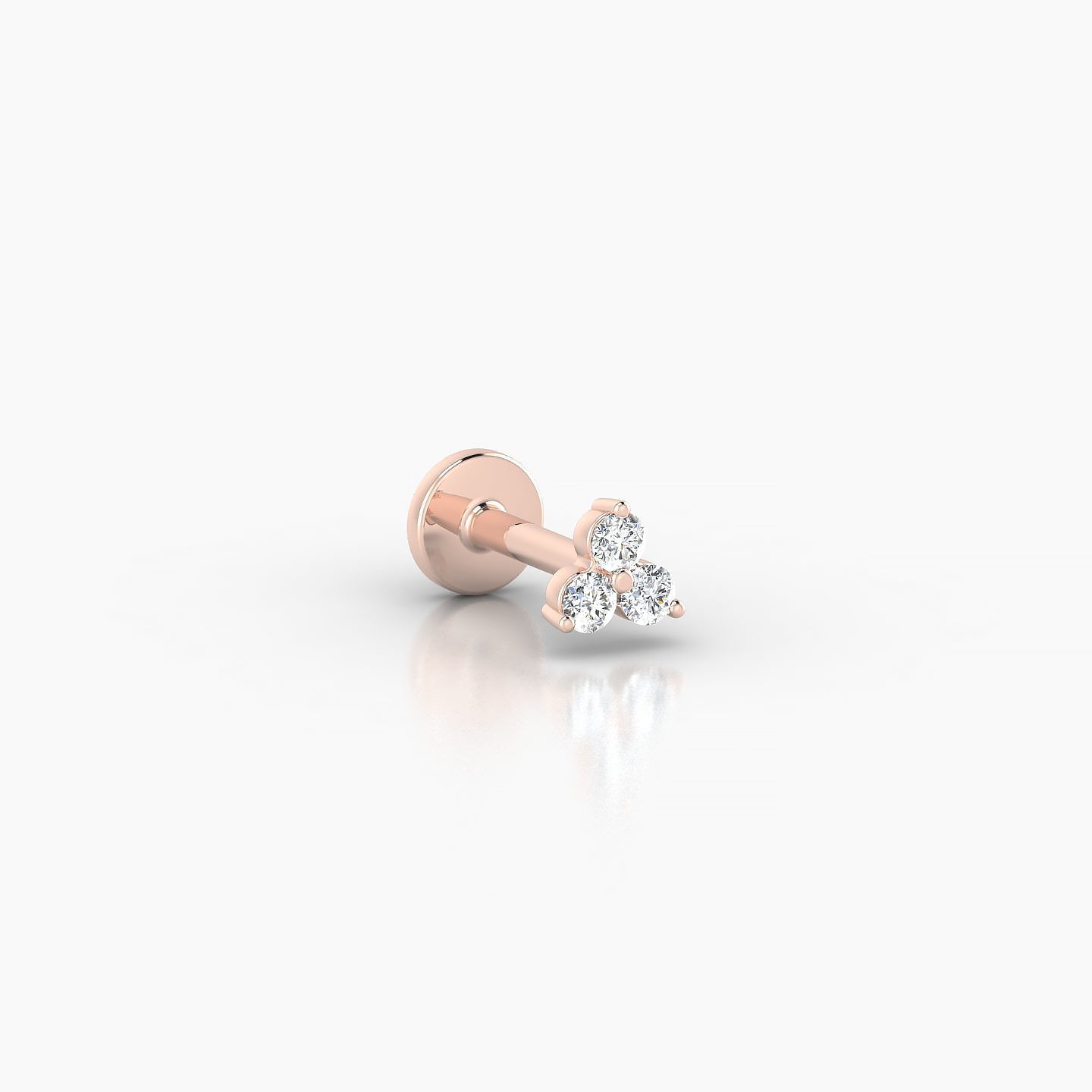 Venus | 18k Rose Gold 3 mm 5 mm Trilogy Diamond Nostril Piercing