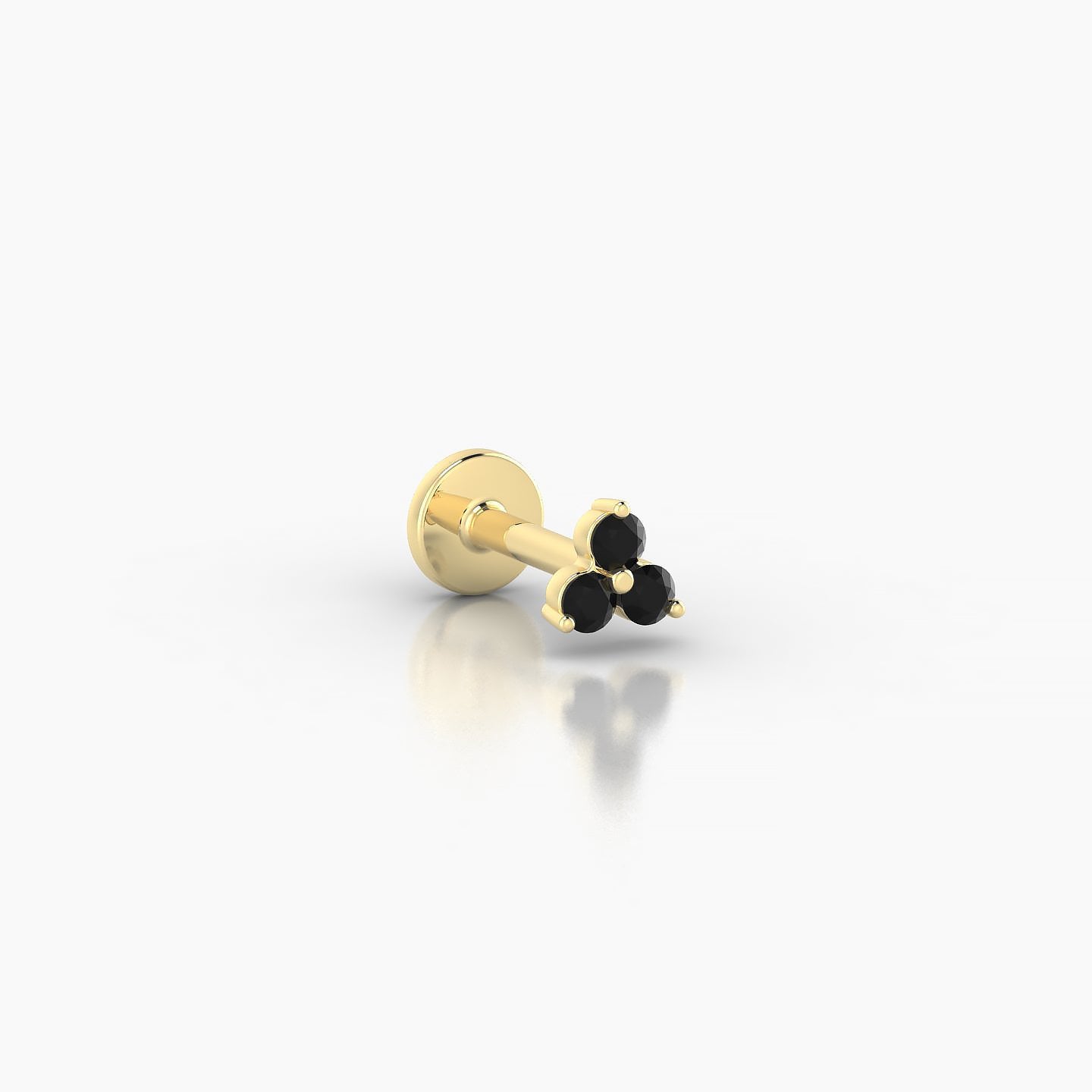 Venus | 18k Yellow Gold 5 mm 3 mm Trilogy Black Diamond Nostril Piercing