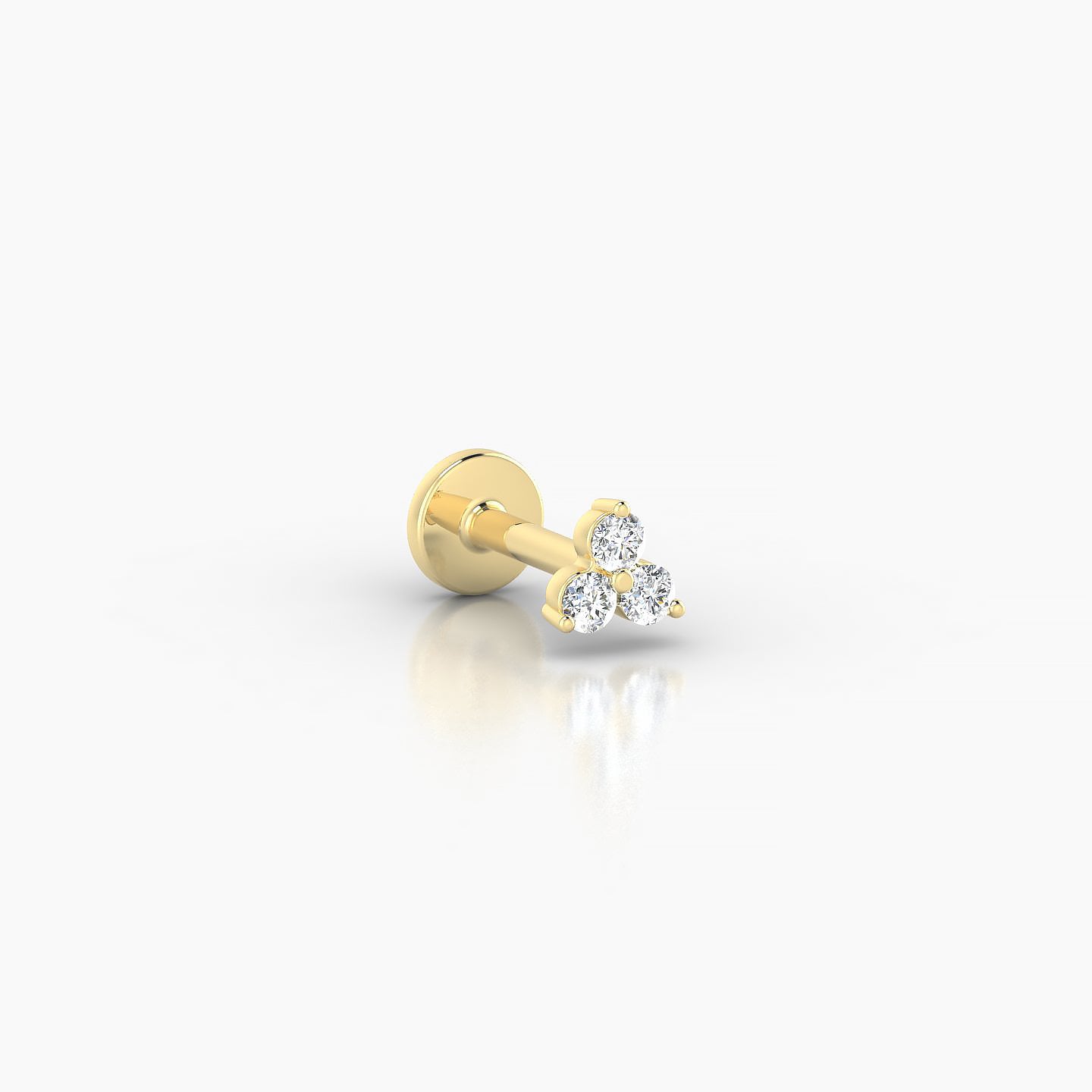 Venus | 18k Yellow Gold 3 mm 5 mm Trilogy Diamond Nostril Piercing