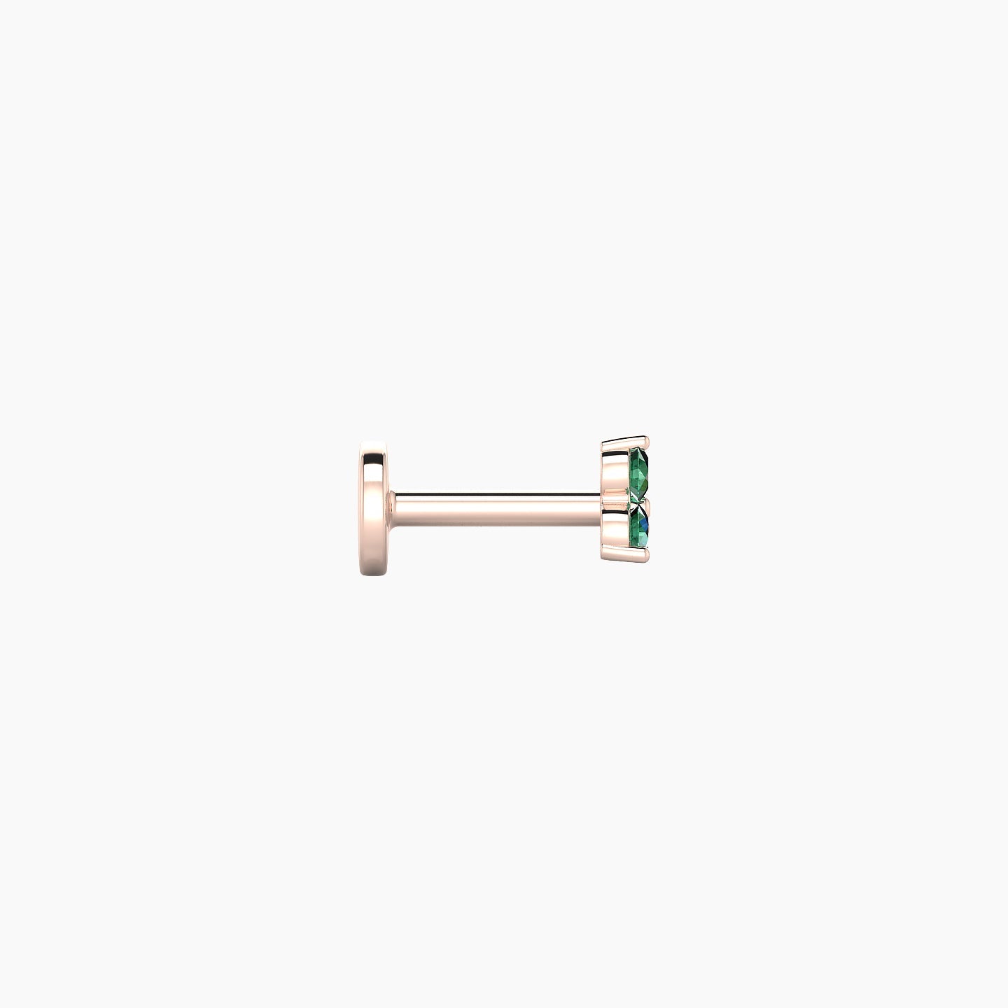 Venus | 18k Rose Gold 5 mm 3 mm Trilogy Emerald Nostril Piercing