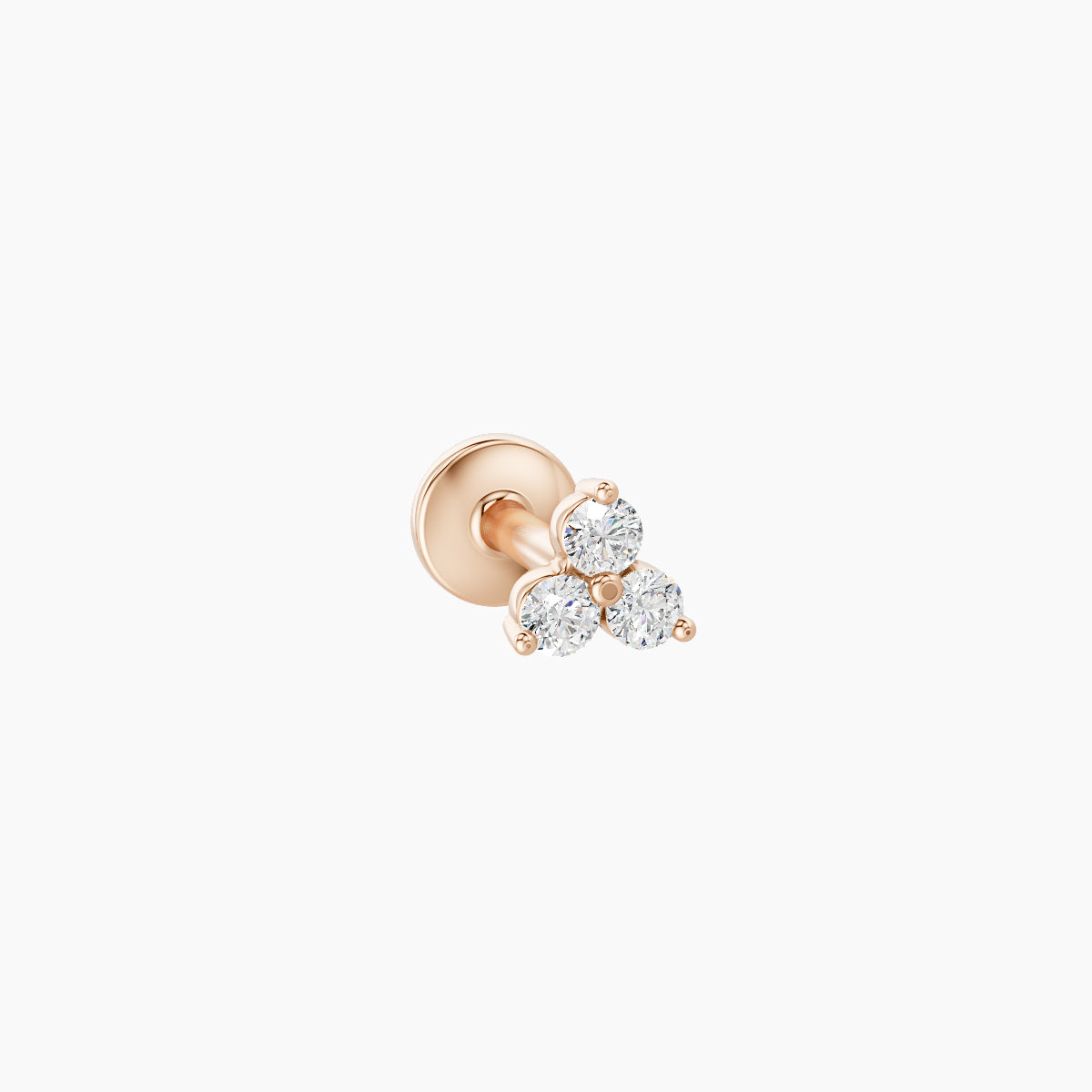 Venus | 18k Rose Gold 3.5 mm 5 mm Trilogy Diamond Piercing