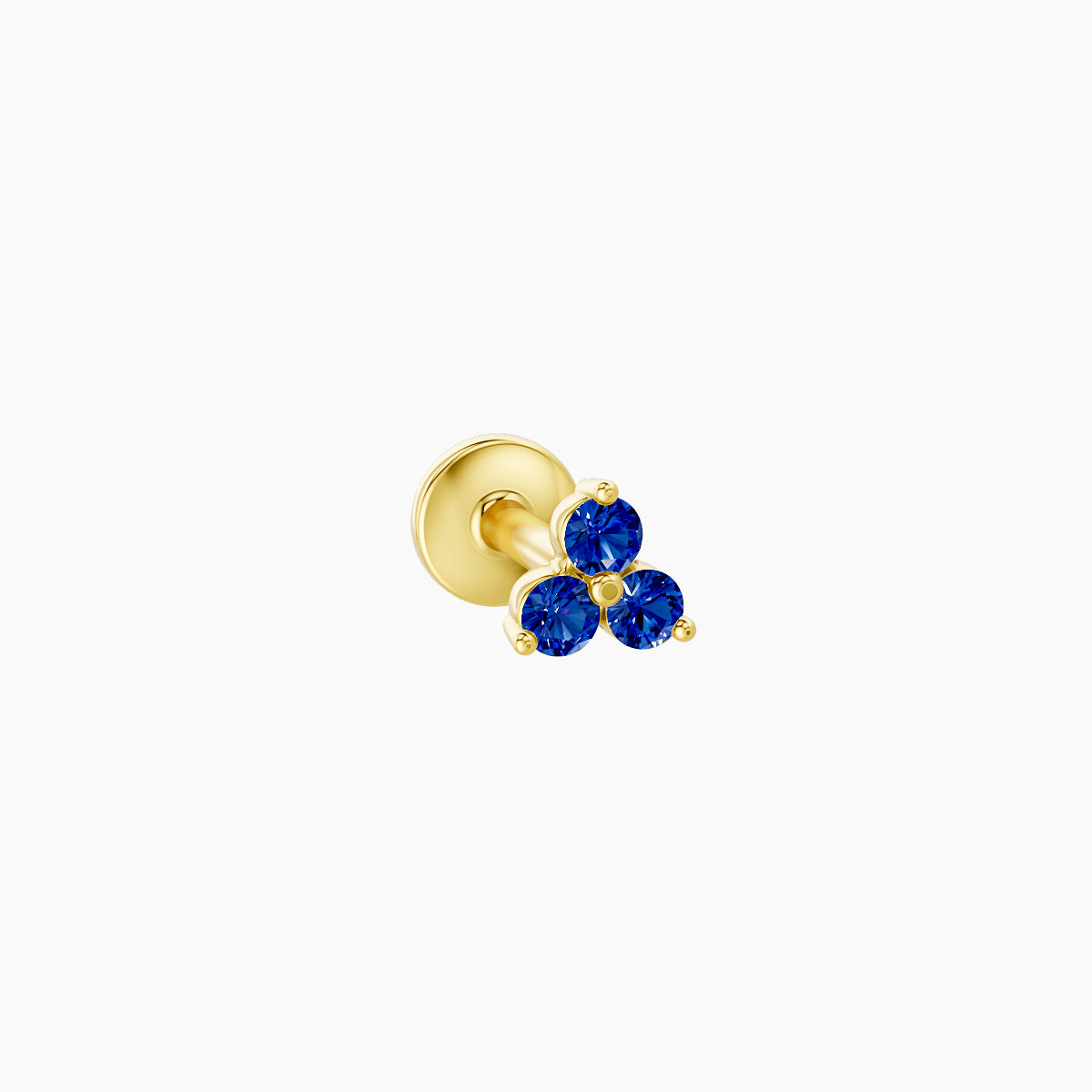 Venus | 18k Yellow Gold 5 mm 3 mm Trilogy Sapphire Piercing