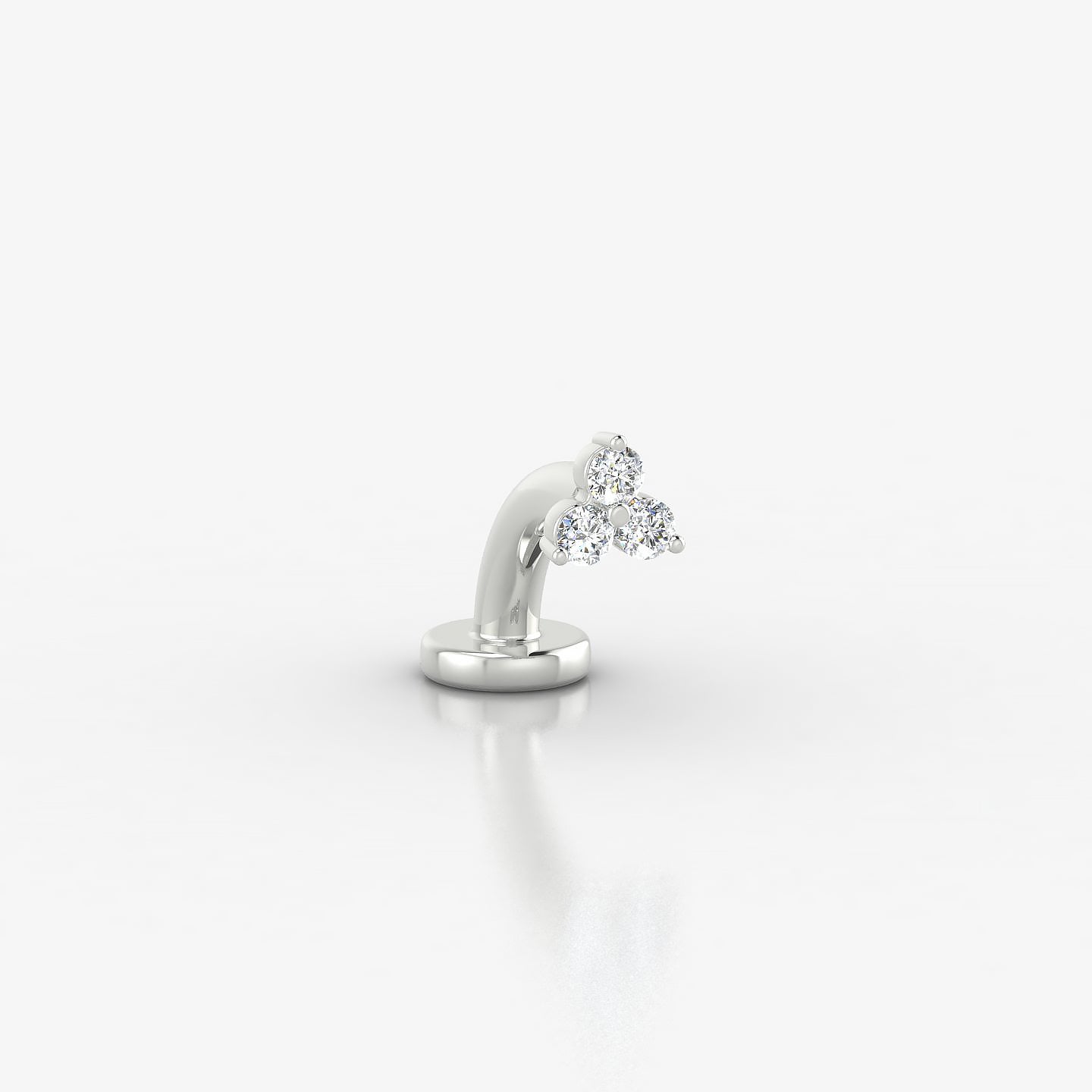 Venus | 18k White Gold 3 mm 6 mm Trilogy Diamond Floating Navel Piercing