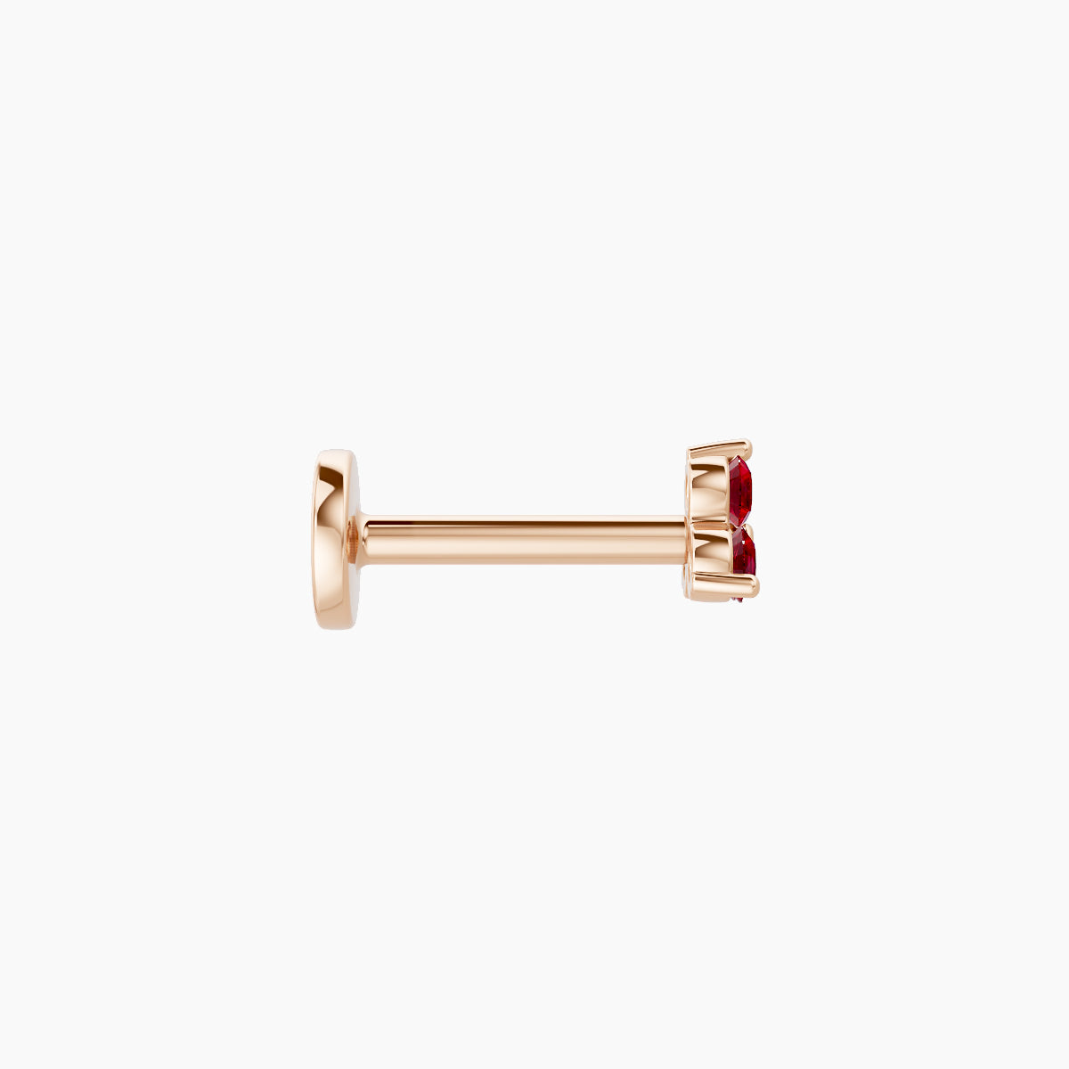 Venus | 18k Rose Gold 6.5 mm 3.5 mm Trilogy Ruby Nose Piercing