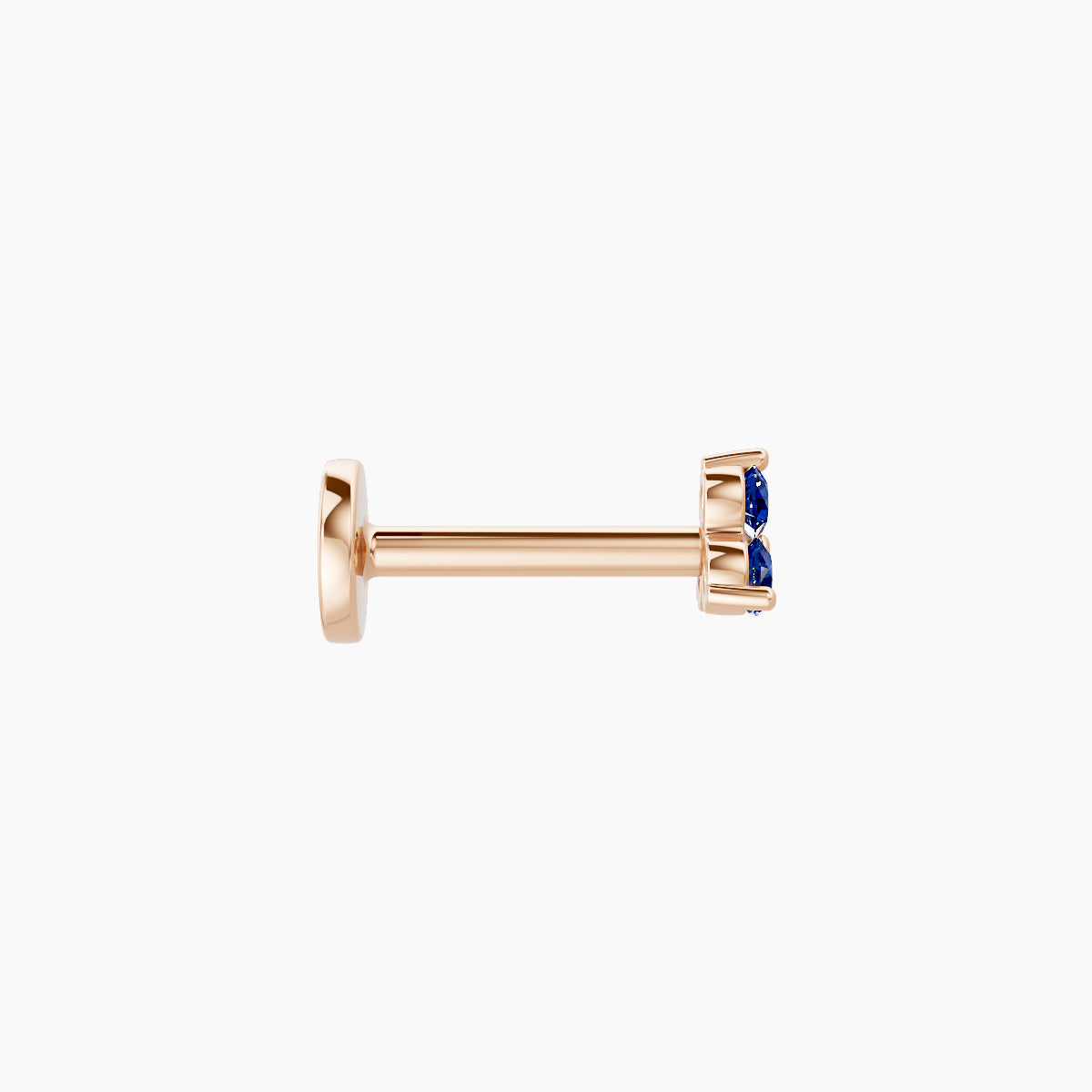 Venus | 18k Rose Gold 6.5 mm 3 mm Trilogy Sapphire Nose Piercing