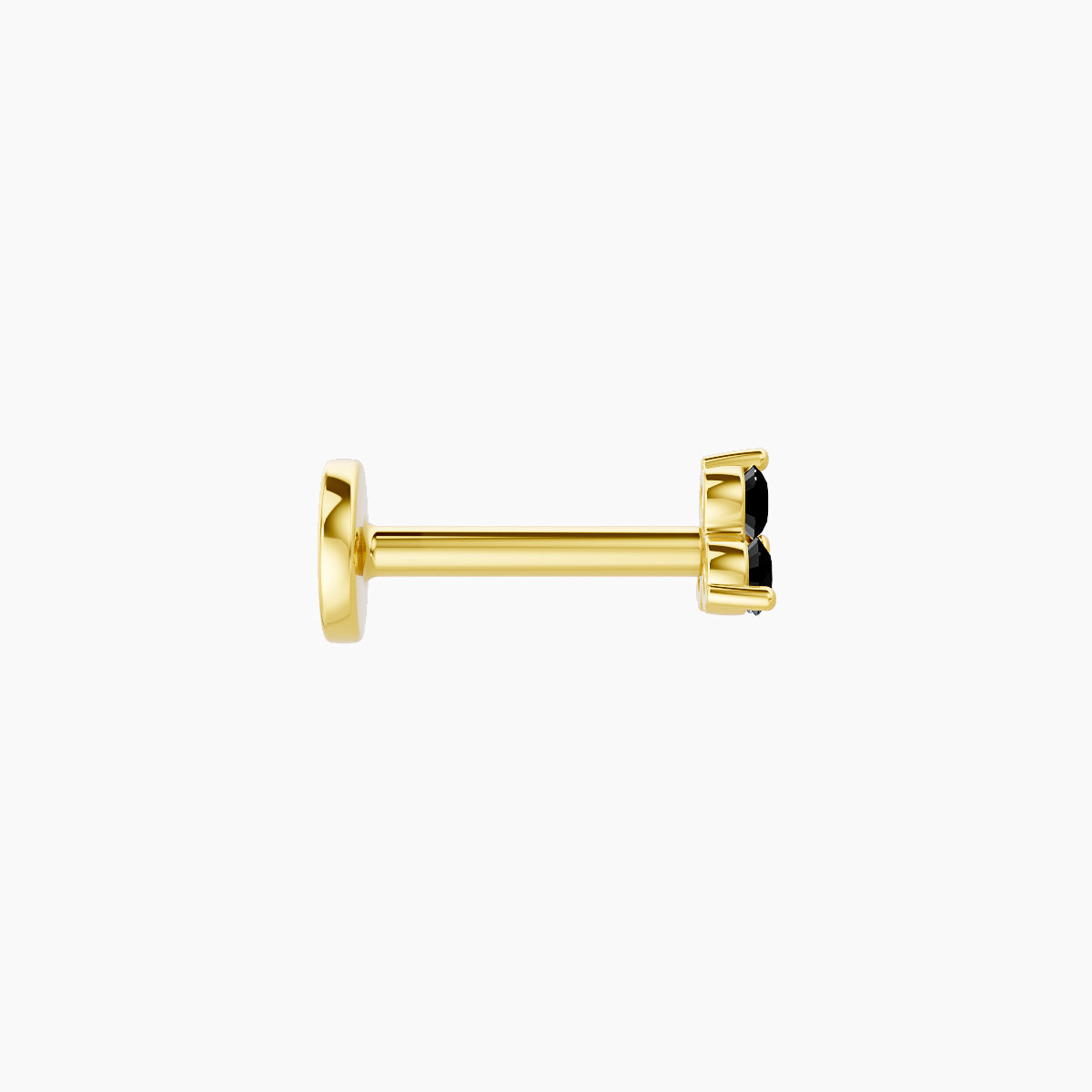 Venus | 18k Yellow Gold 6.5 mm 3 mm Trilogy Black Diamond Nose Piercing