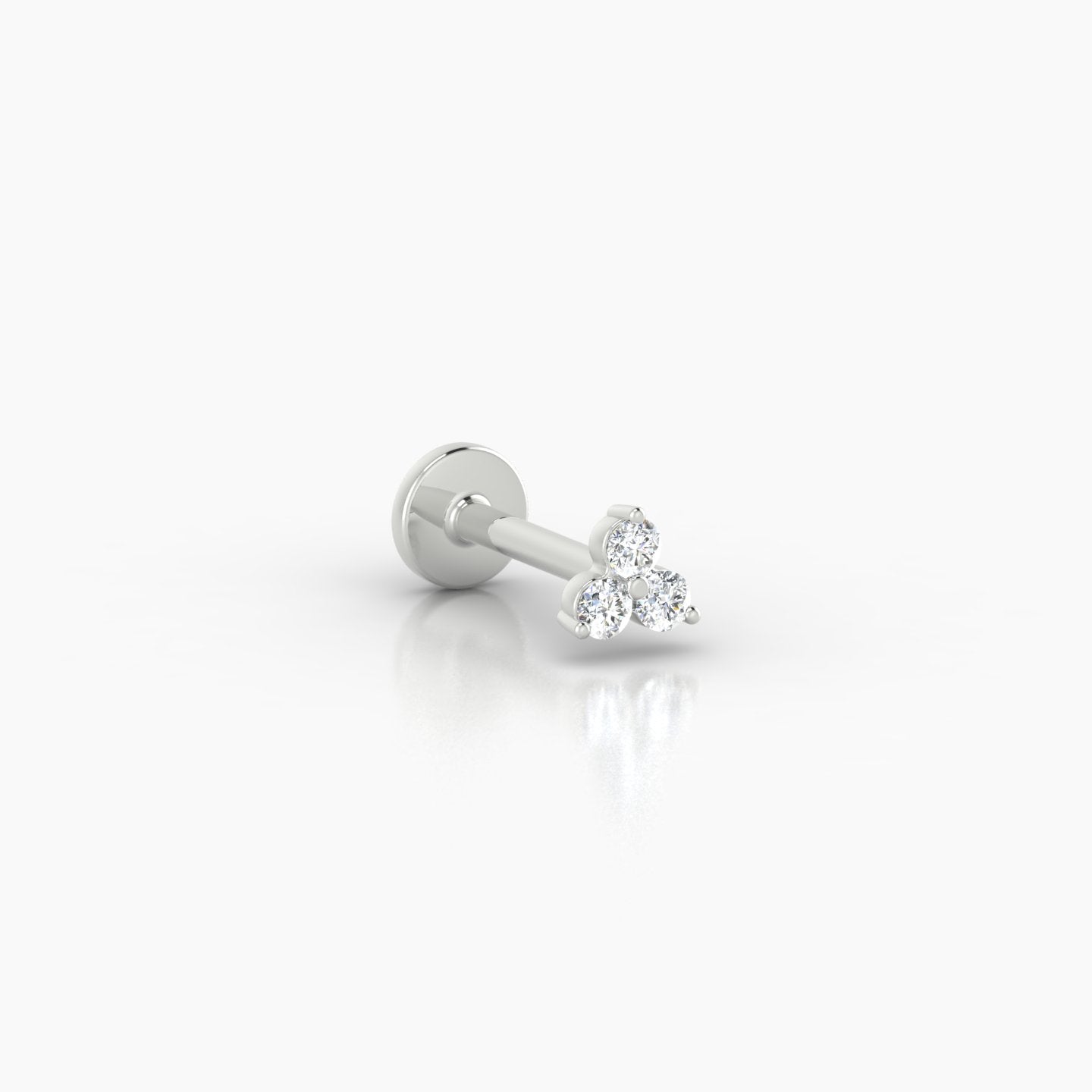 Venus | 18k White Gold 3 mm 6.5 mm Trilogy Diamond Nostril Piercing