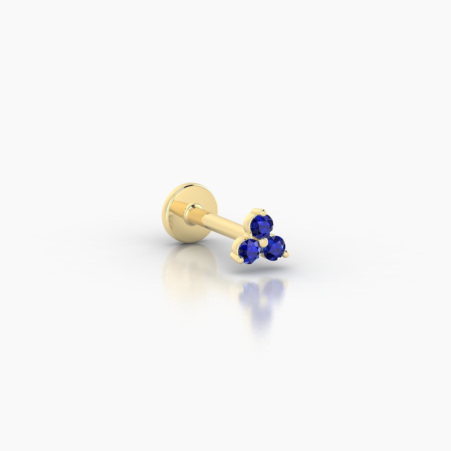 Venus | 18k Yellow Gold 6.5 mm 3 mm Trilogy Sapphire Nostril Piercing