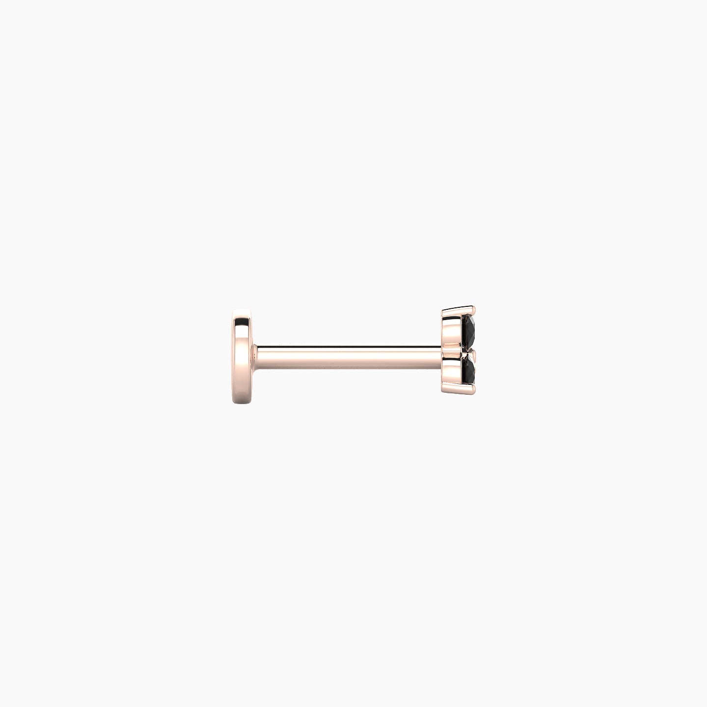 Venus | 18k Rose Gold 6.5 mm 3 mm Trilogy Black Diamond Nostril Piercing