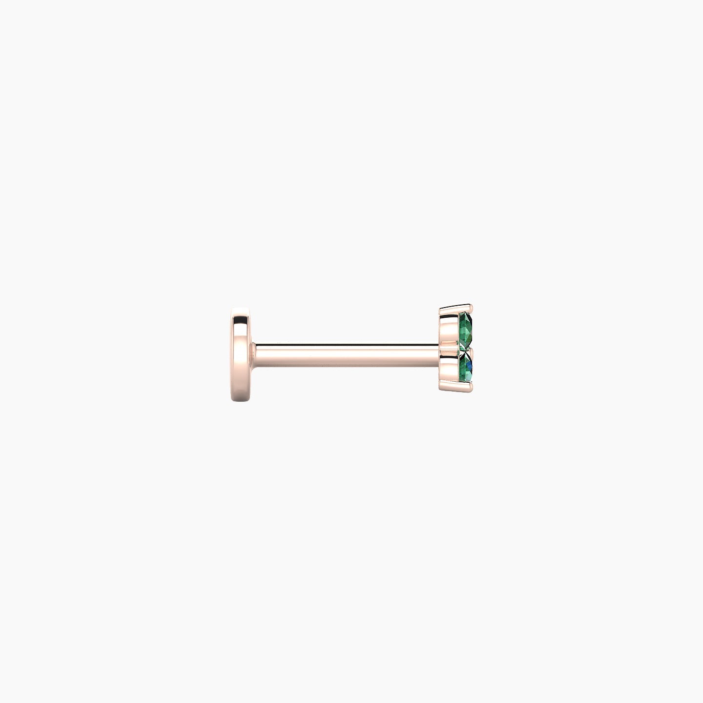 Venus | 18k Rose Gold 6.5 mm 3 mm Trilogy Emerald Nostril Piercing