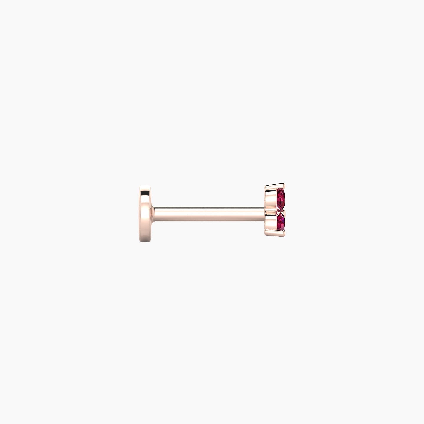 Venus | 18k Rose Gold 6.5 mm 3 mm Trilogy Ruby Nostril Piercing