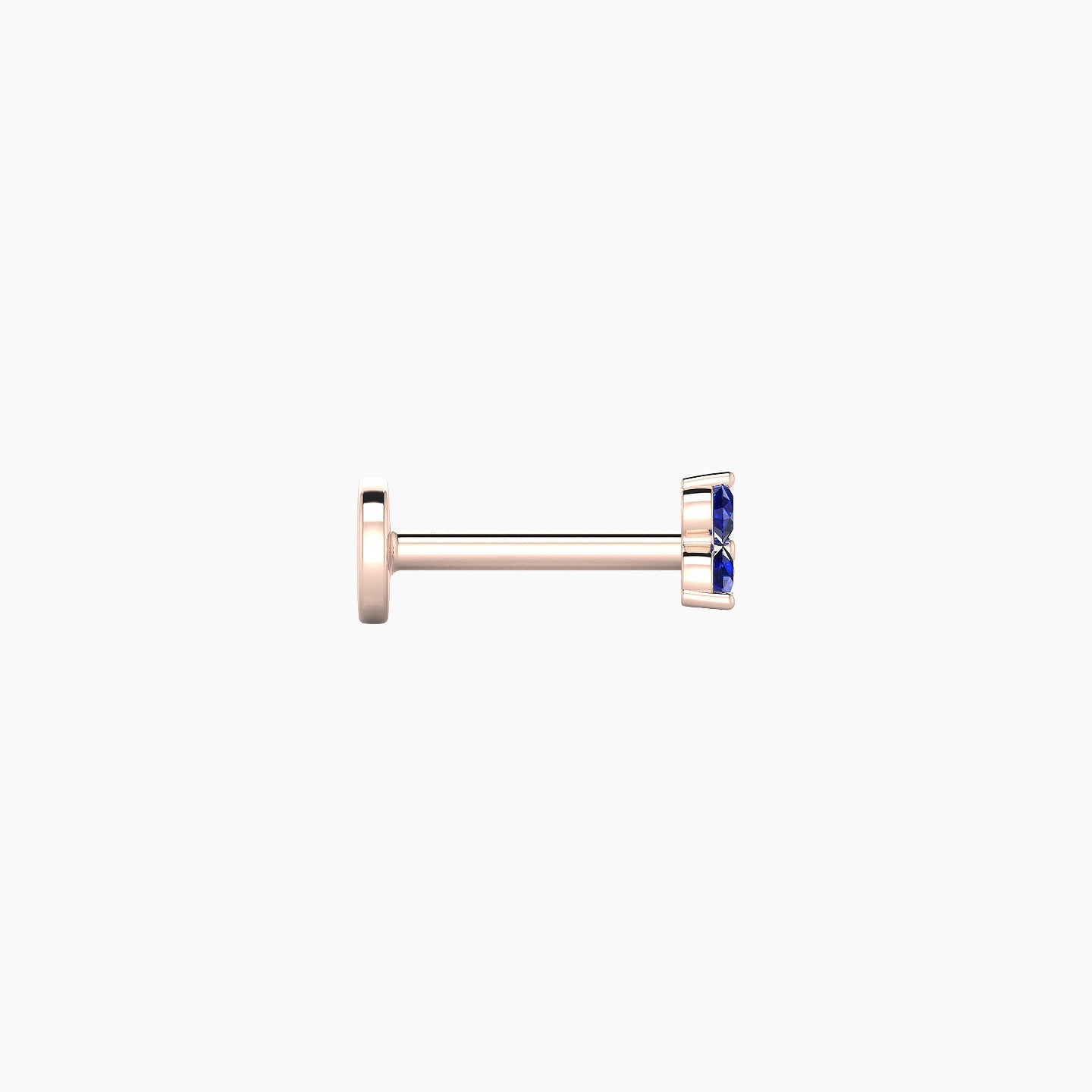 Venus | 18k Rose Gold 6.5 mm 3 mm Trilogy Sapphire Nostril Piercing