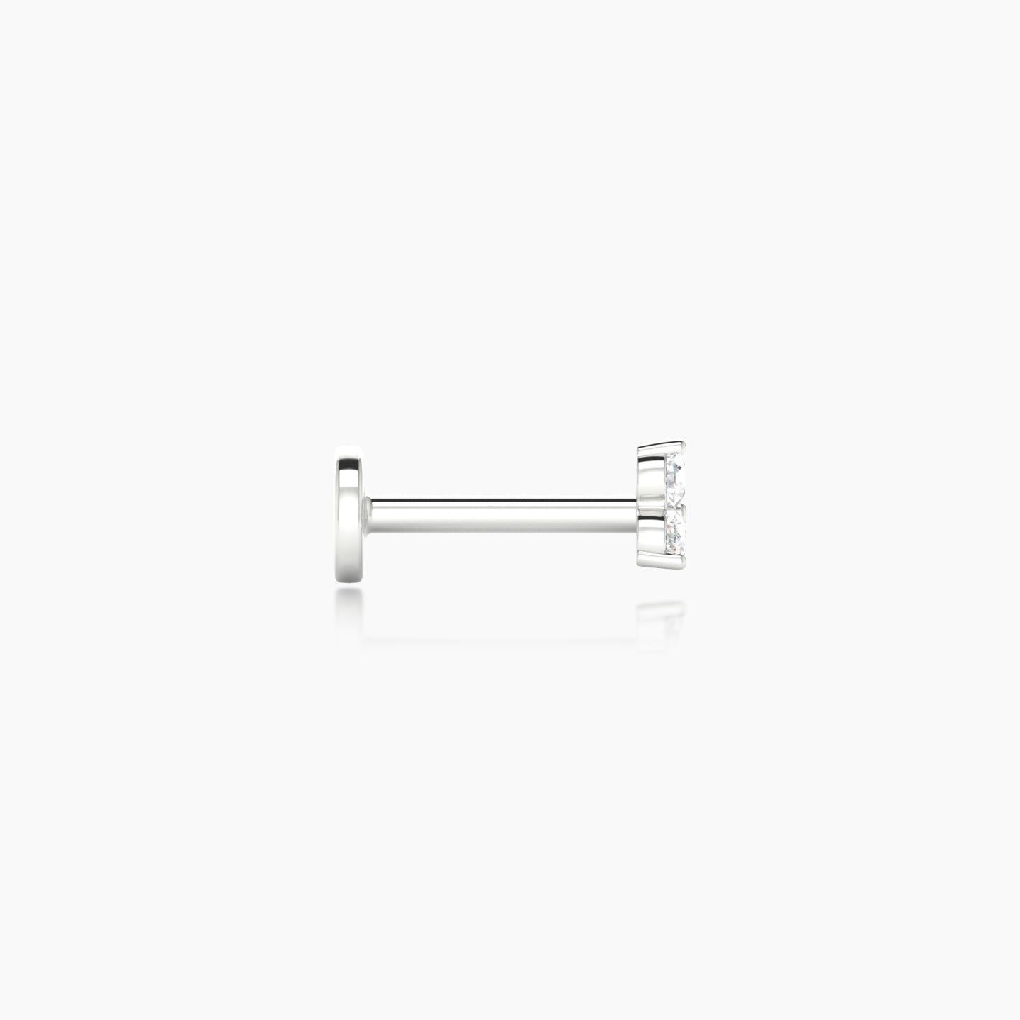 Venus | 18k White Gold 3 mm 6.5 mm Trilogy Diamond Nostril Piercing