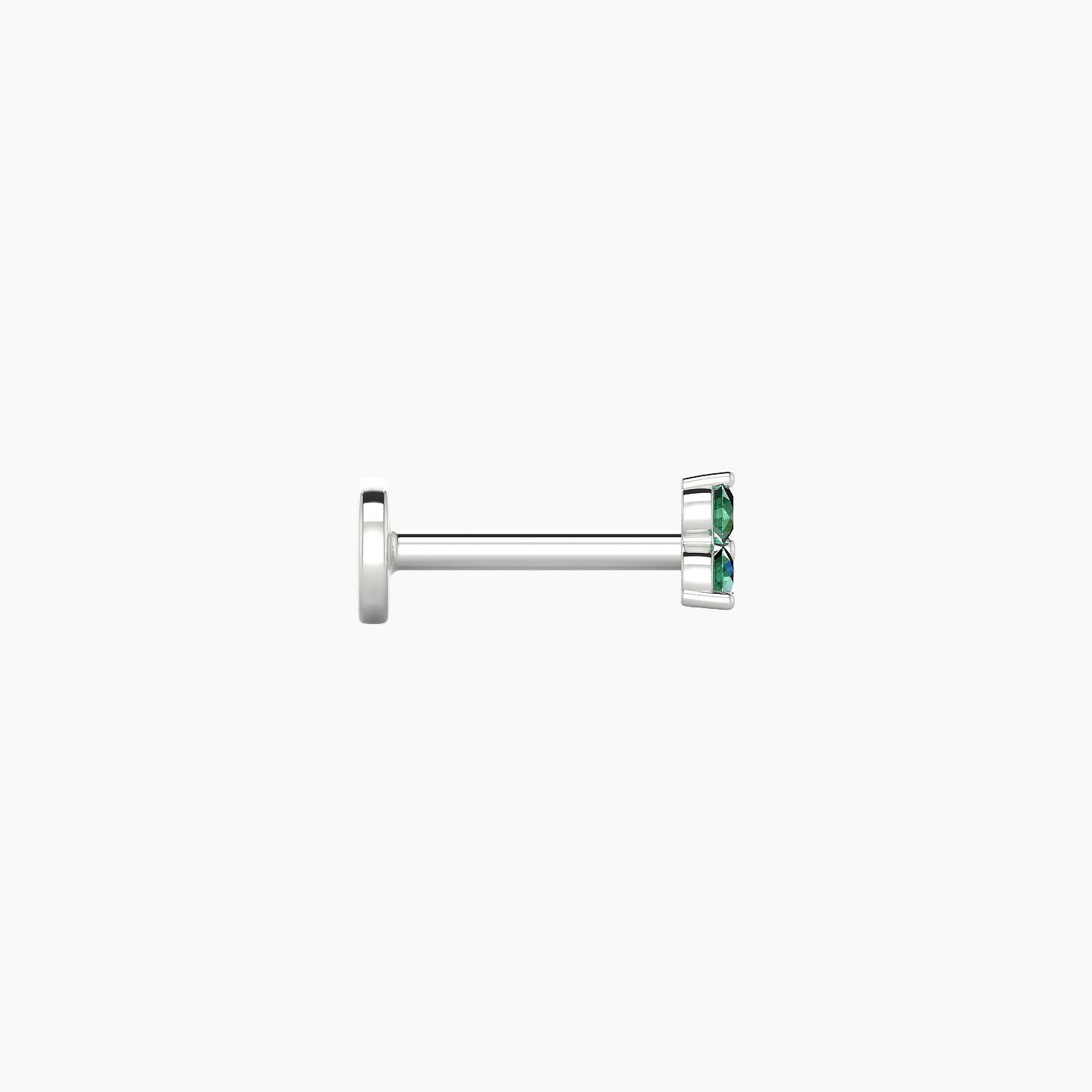 Venus | 18k White Gold 6.5 mm 3 mm Trilogy Emerald Nostril Piercing