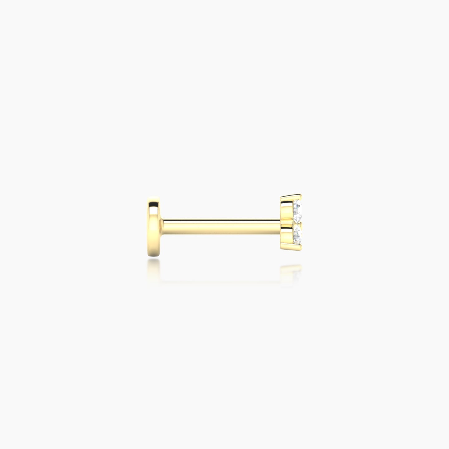 Venus | 18k Yellow Gold 3 mm 6.5 mm Trilogy Diamond Nostril Piercing