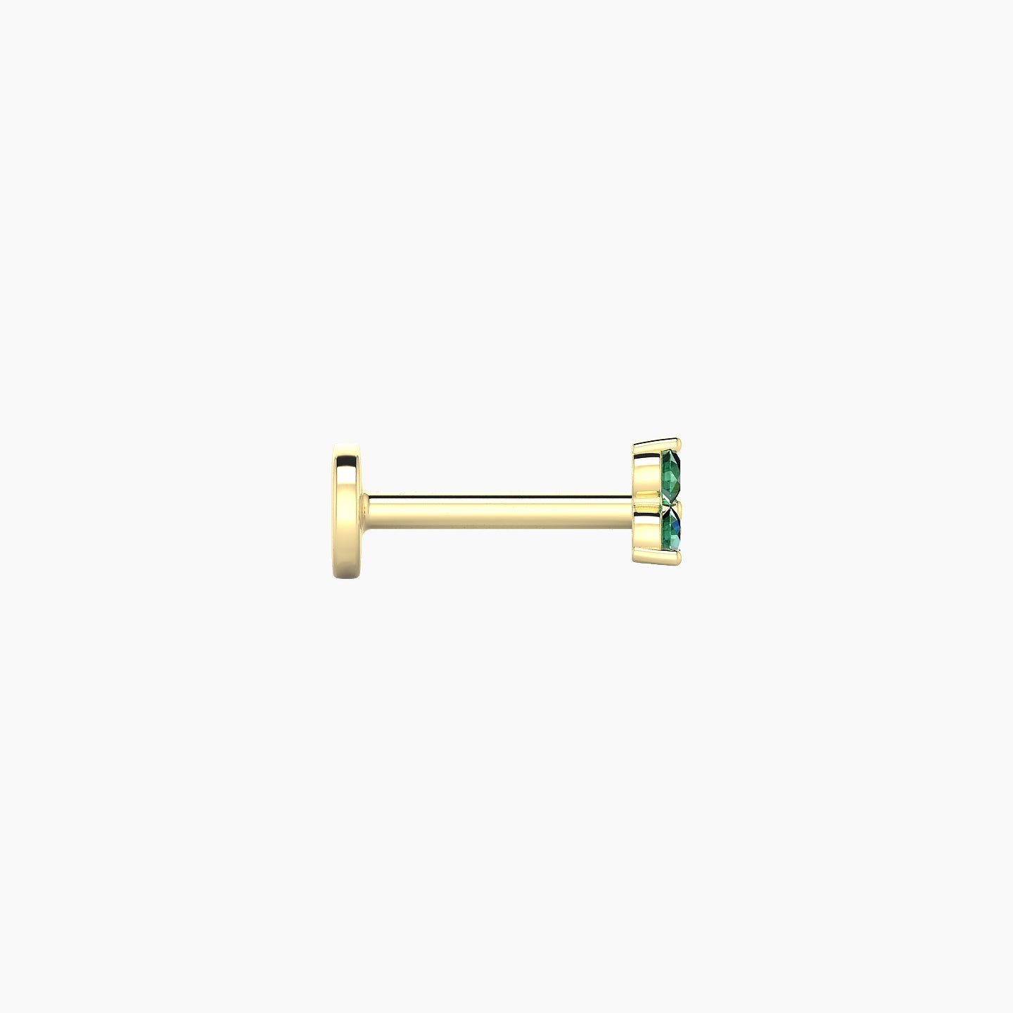 Venus | 18k Yellow Gold 6.5 mm 3 mm Trilogy Emerald Nostril Piercing