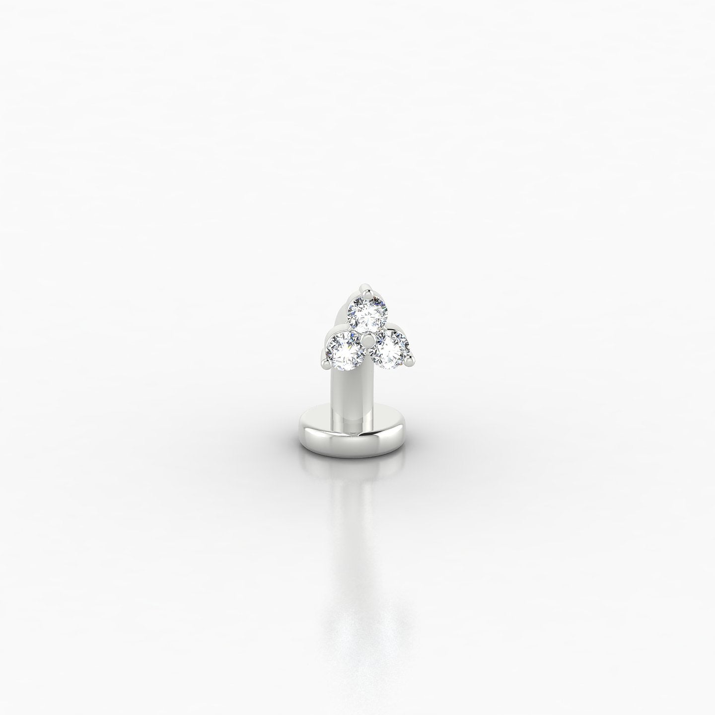 Venus | 18k White Gold 8 mm 3 mm Trilogy Diamond Floating Navel Piercing