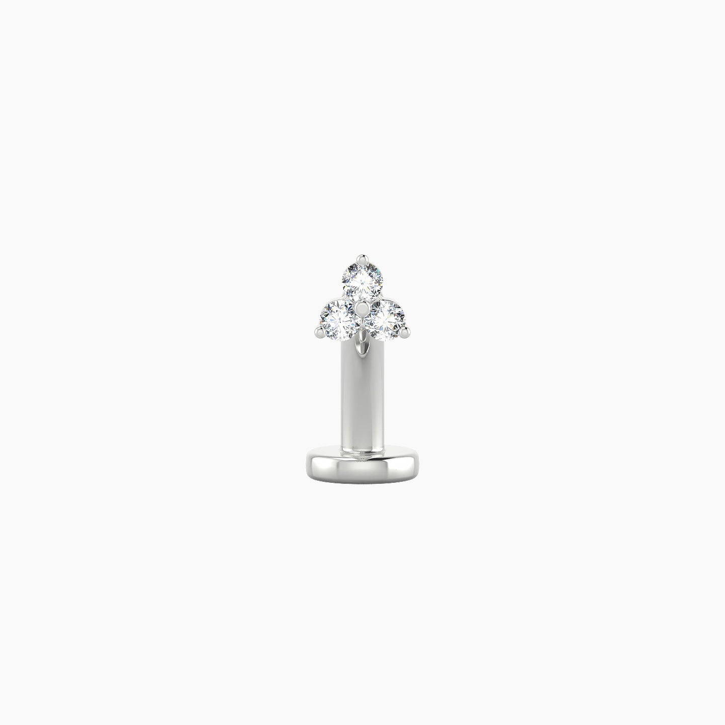 Venus | 18k White Gold 3 mm 8 mm Trilogy Diamond Floating Navel Piercing