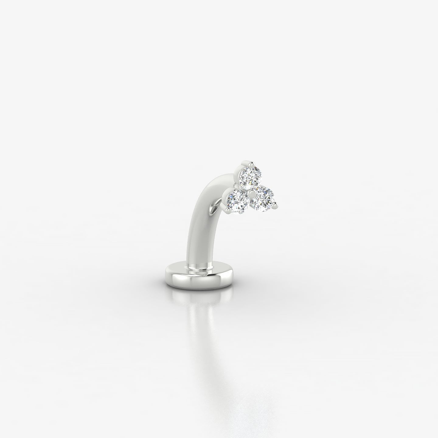 Venus | 18k White Gold 3 mm 8 mm Trilogy Diamond Floating Navel Piercing