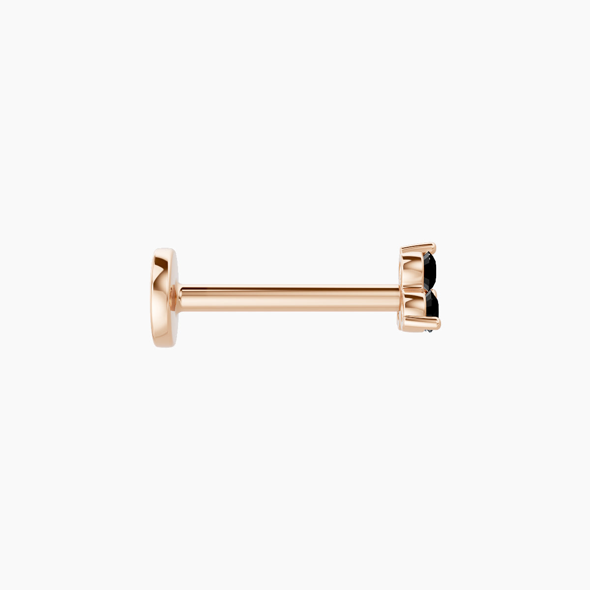 Venus | 18k Rose Gold 8 mm 3 mm Trilogy Black Diamond Nose Piercing