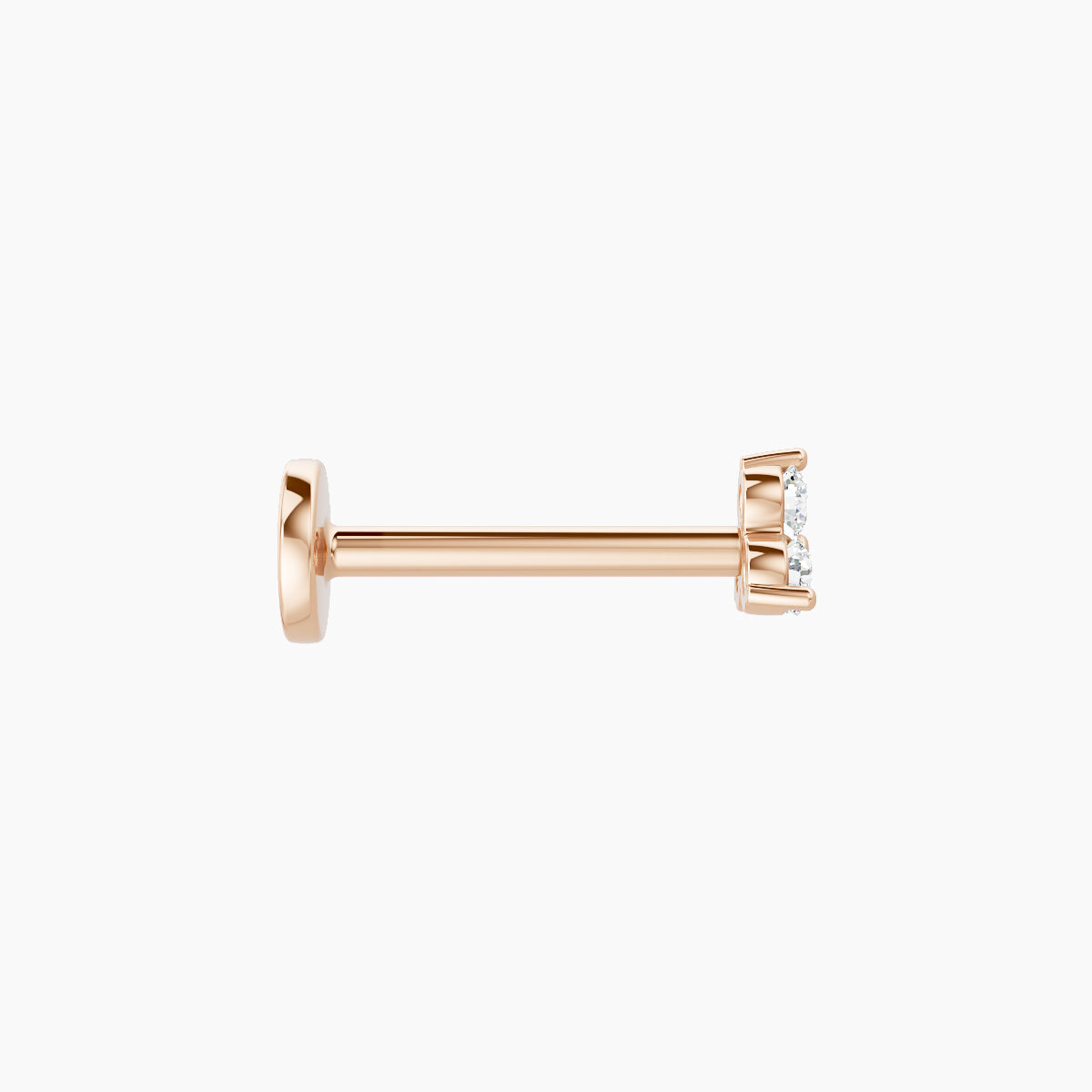 Venus | 18k Rose Gold 3.5 mm 8 mm Trilogy Diamond Nose Piercing