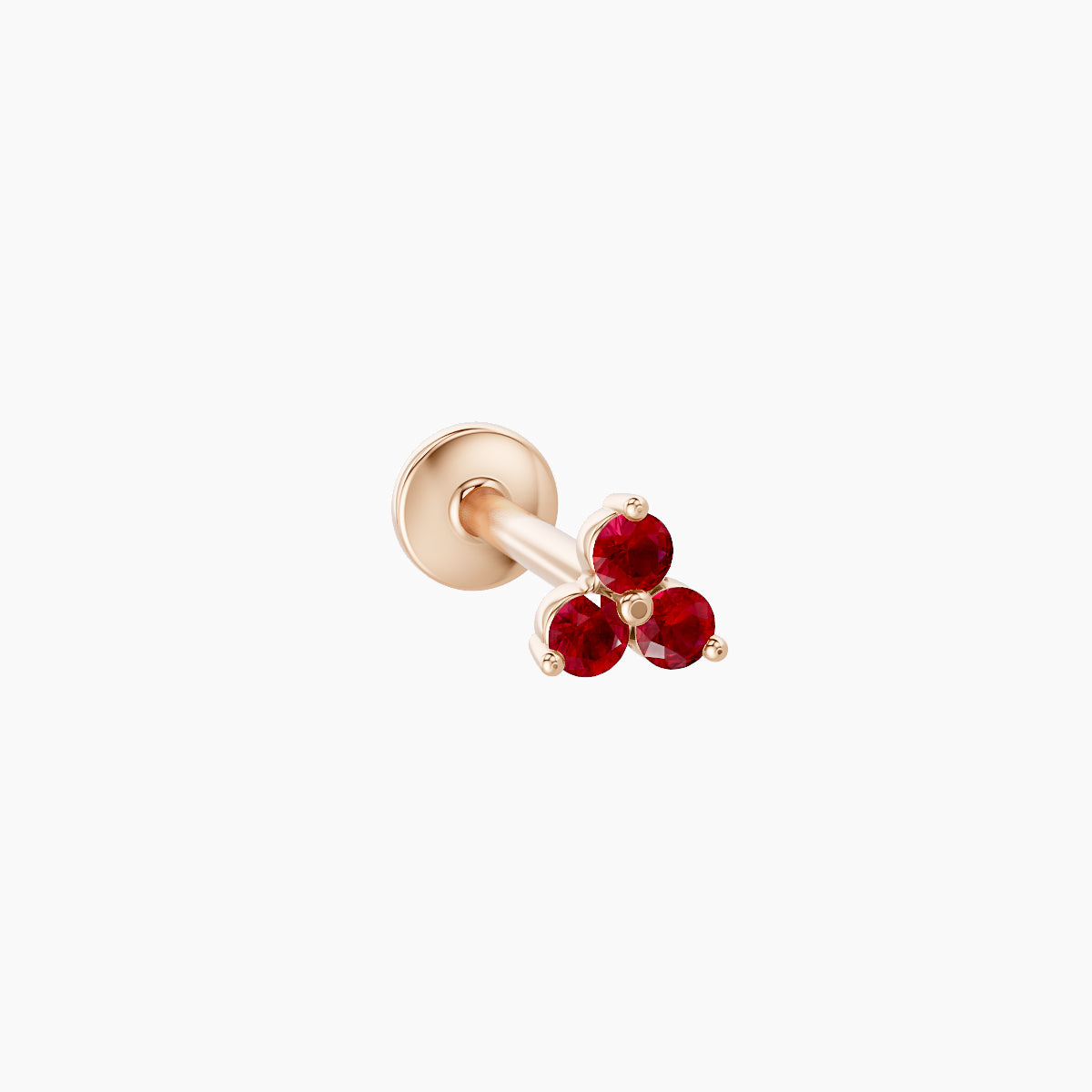 Venus | 18k Rose Gold 8 mm 3.5 mm Trilogy Ruby Nose Piercing