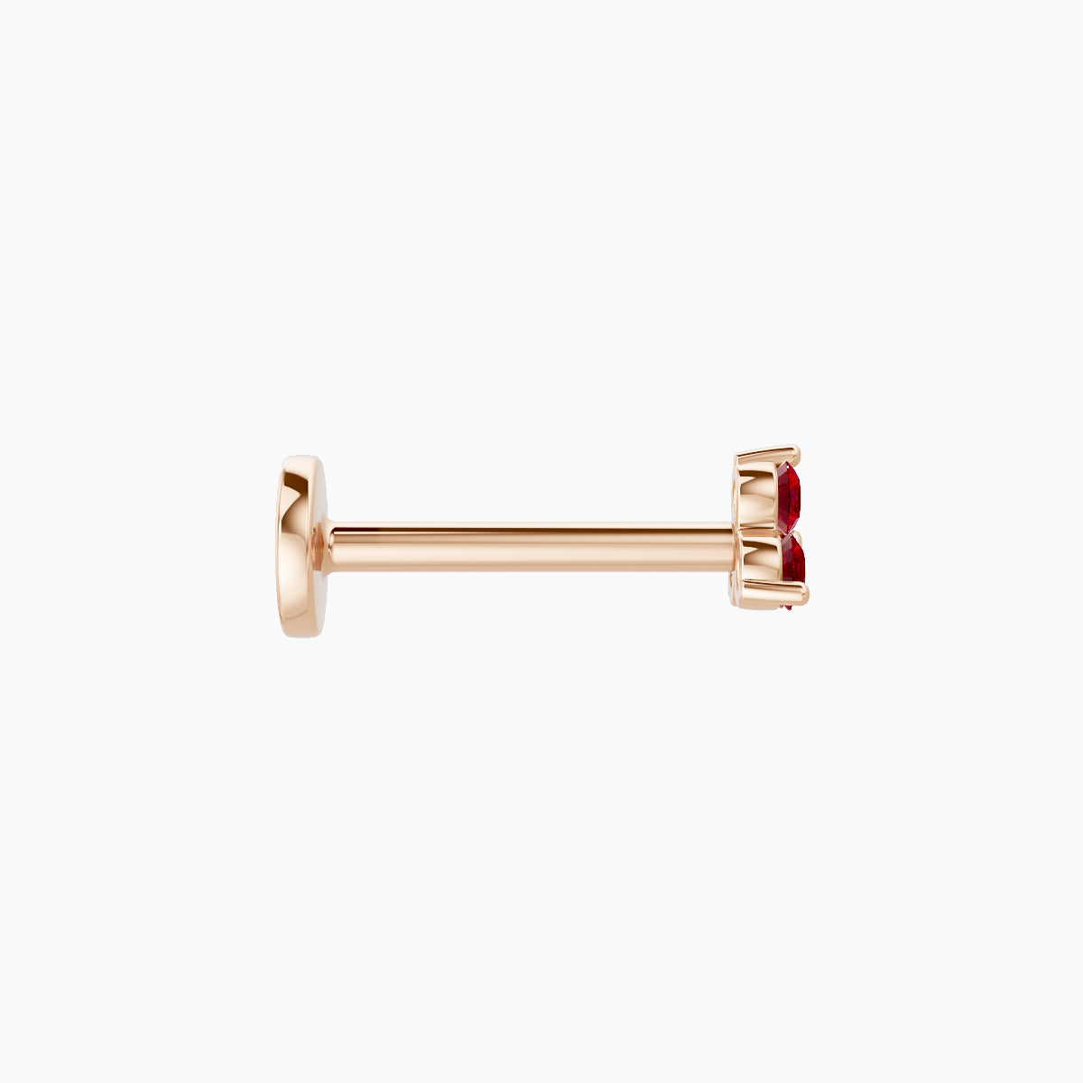 Venus | 18k Rose Gold 8 mm 3.5 mm Trilogy Ruby Nose Piercing