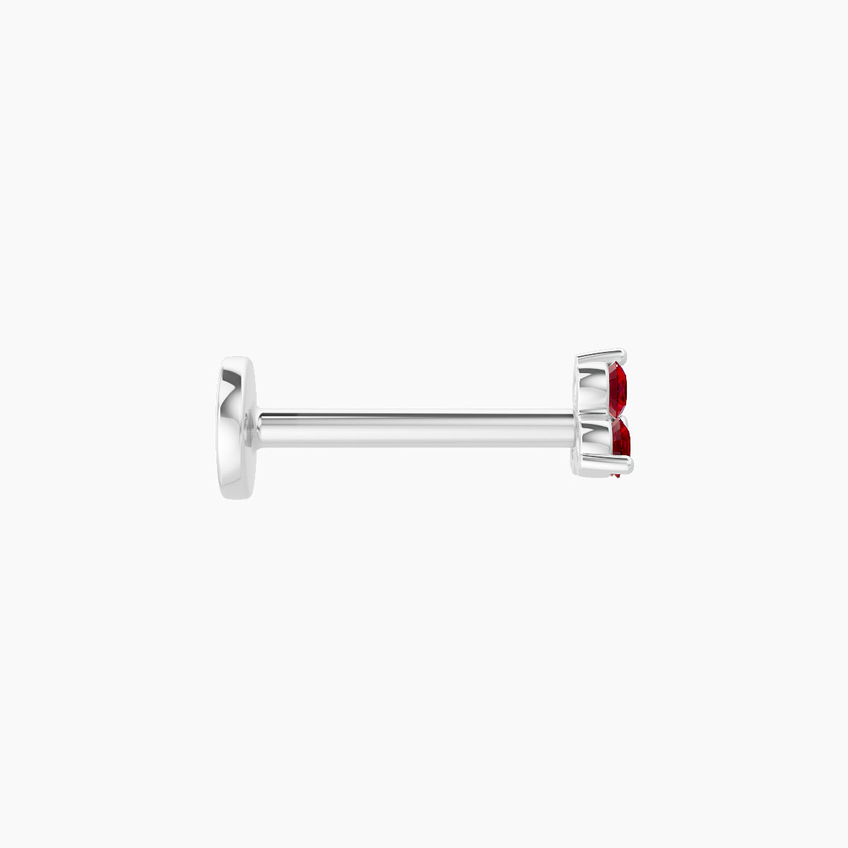 Venus | 18k White Gold 8 mm 3.5 mm Trilogy Ruby Nose Piercing