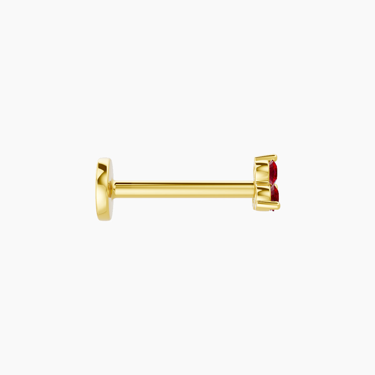 Venus | 18k Yellow Gold 8 mm 3.5 mm Trilogy Ruby Nose Piercing