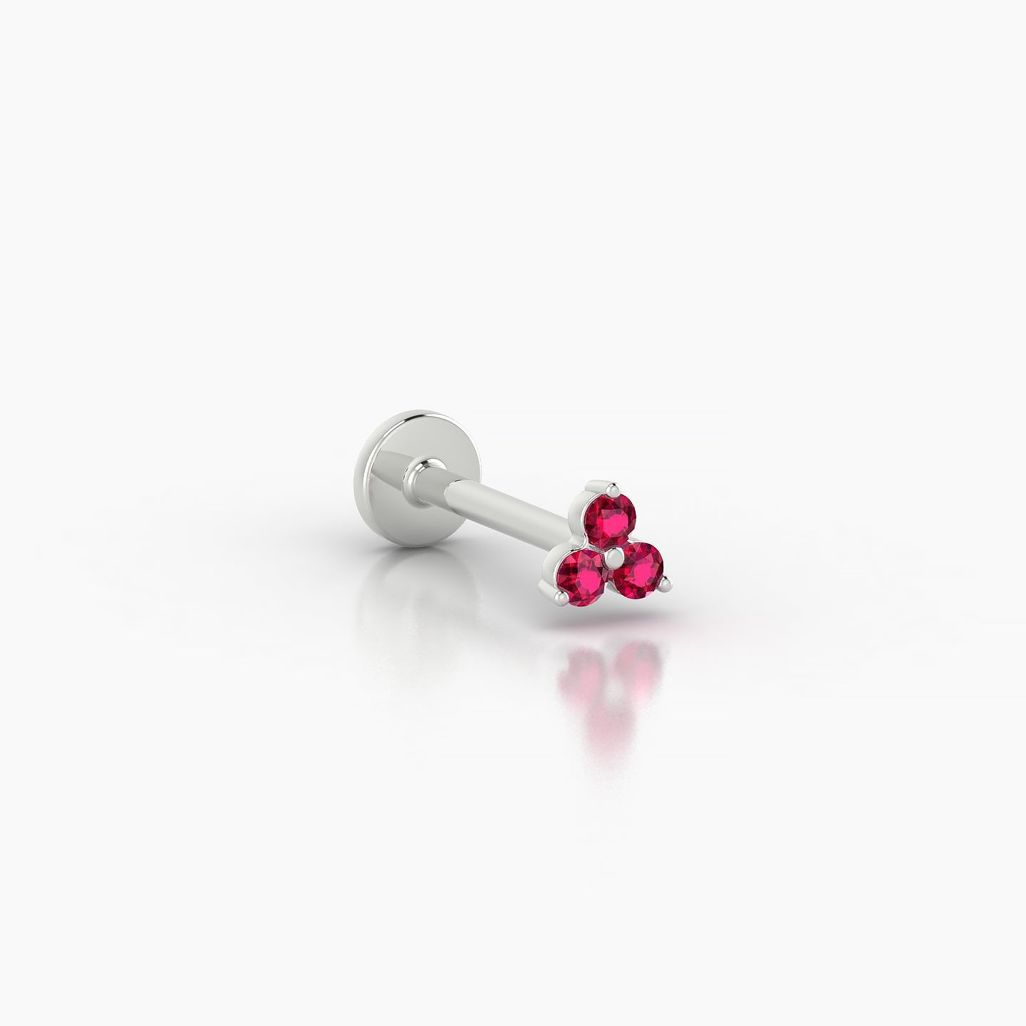 Venus | 18k White Gold 8 mm 3 mm Trilogy Ruby Nostril Piercing